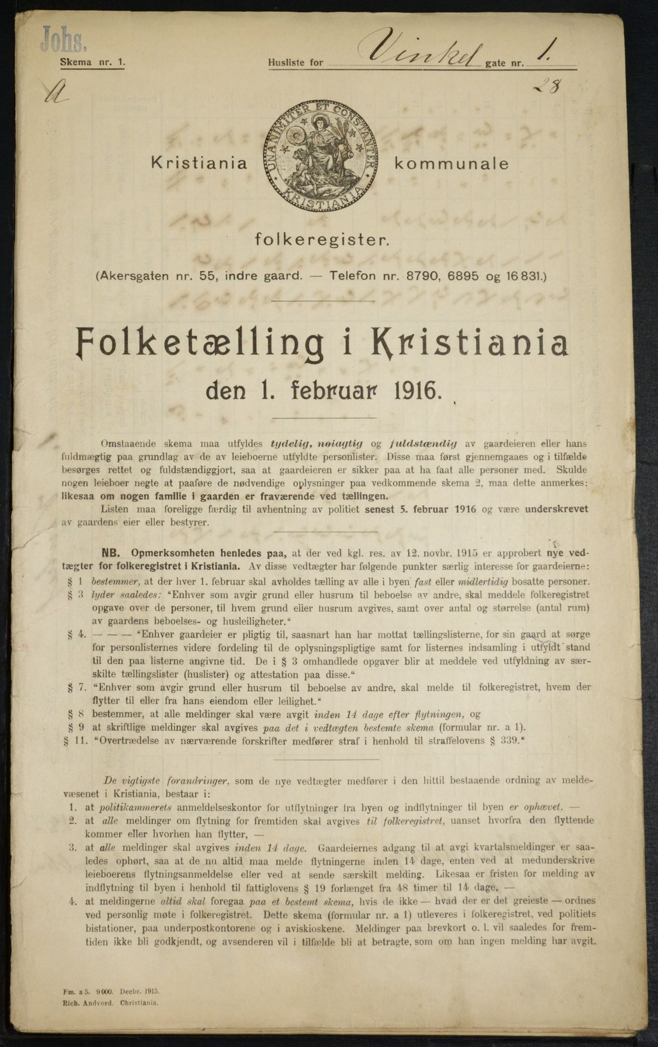 OBA, Municipal Census 1916 for Kristiania, 1916, p. 127408