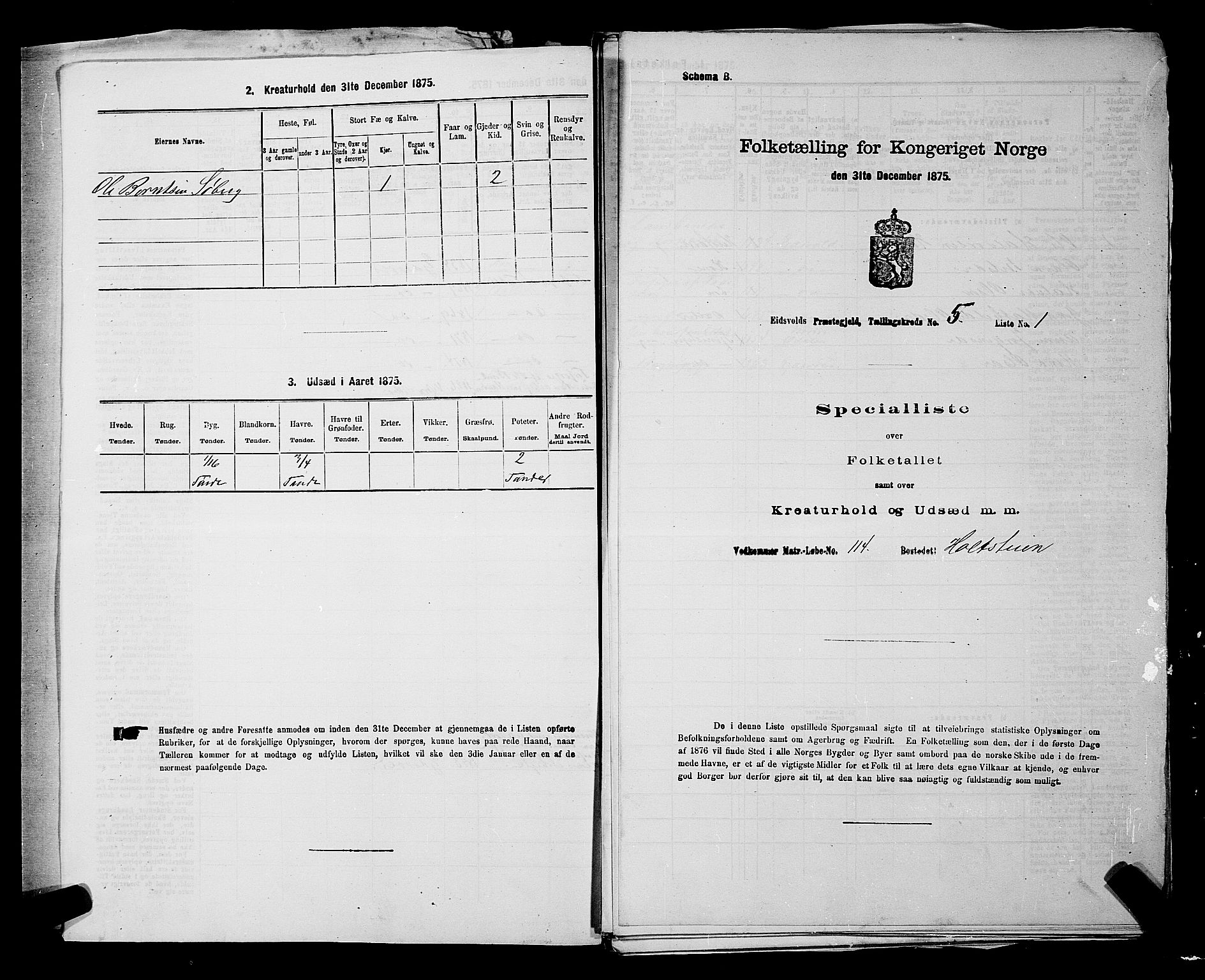 RA, 1875 census for 0237P Eidsvoll, 1875, p. 669