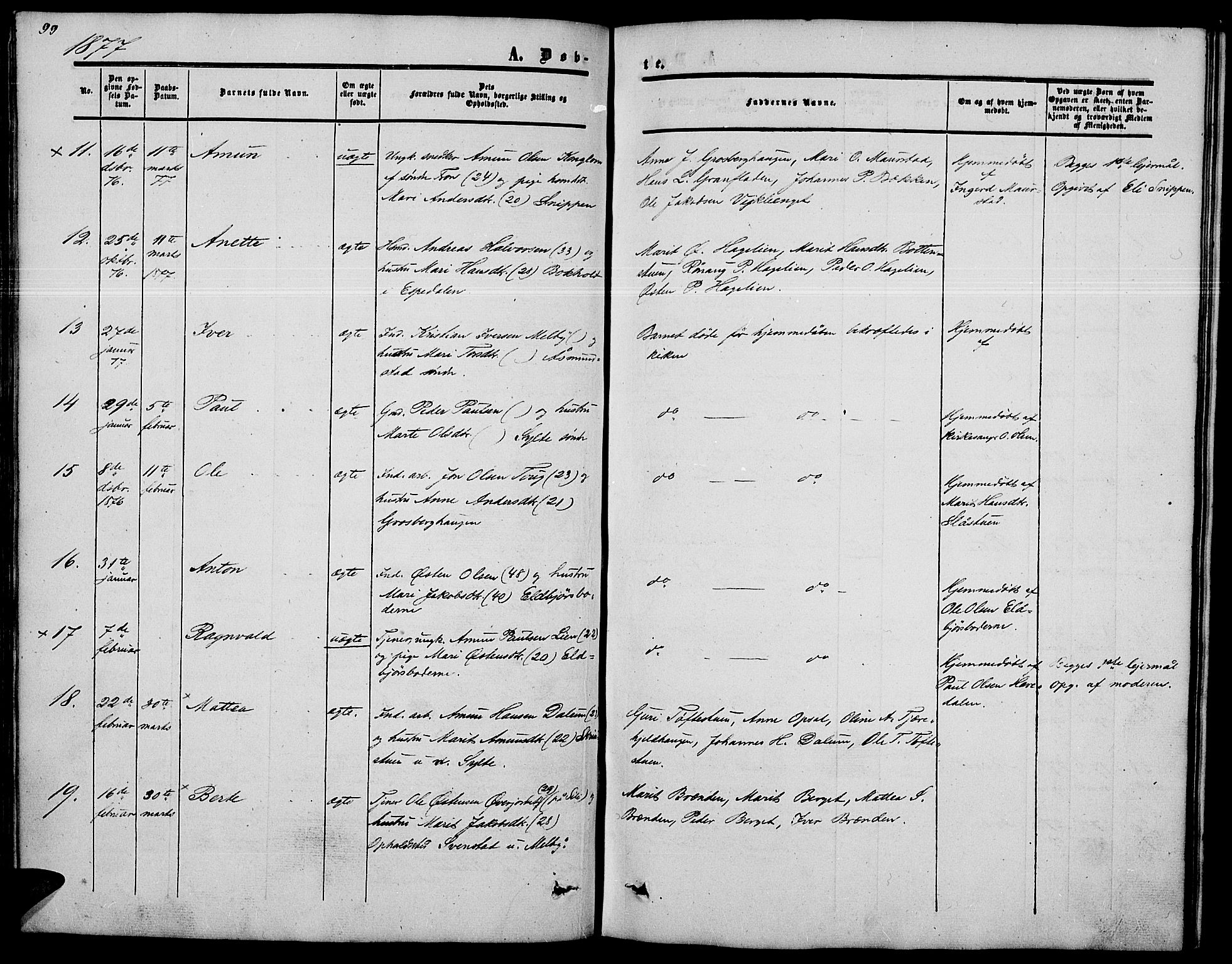 Nord-Fron prestekontor, SAH/PREST-080/H/Ha/Hab/L0002: Parish register (copy) no. 2, 1851-1883, p. 99