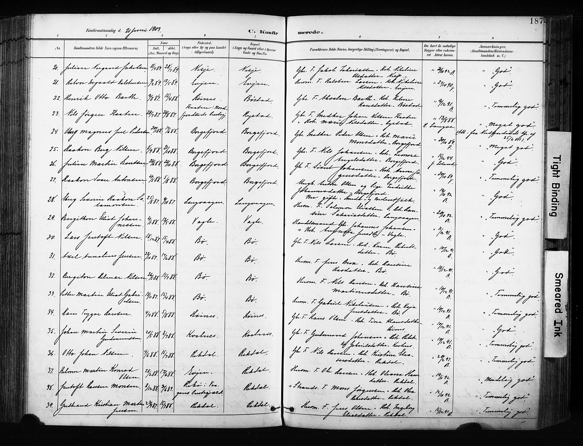 Ministerialprotokoller, klokkerbøker og fødselsregistre - Nordland, AV/SAT-A-1459/880/L1134: Parish register (official) no. 880A08, 1899-1908, p. 187