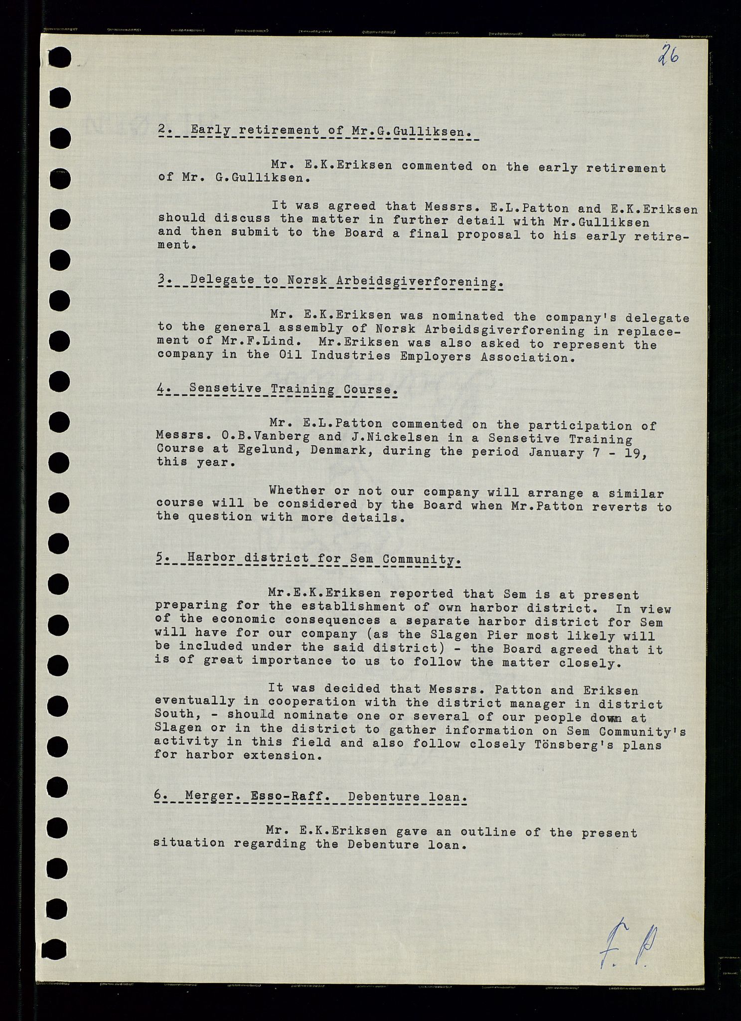 Pa 0982 - Esso Norge A/S, SAST/A-100448/A/Aa/L0001/0003: Den administrerende direksjon Board minutes (styrereferater) / Den administrerende direksjon Board minutes (styrereferater), 1962, p. 26