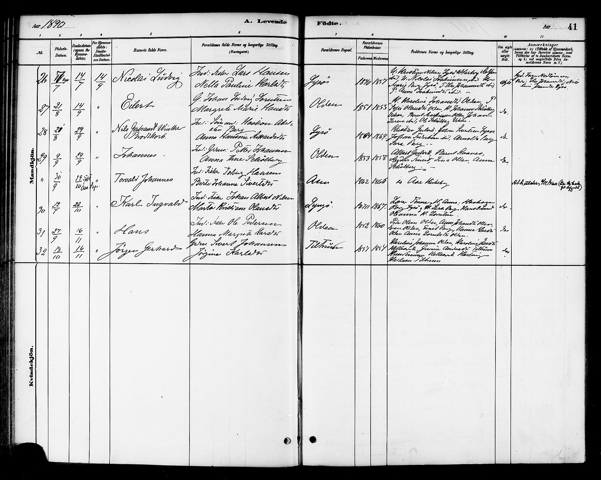 Ministerialprotokoller, klokkerbøker og fødselsregistre - Sør-Trøndelag, AV/SAT-A-1456/654/L0663: Parish register (official) no. 654A01, 1880-1894, p. 41