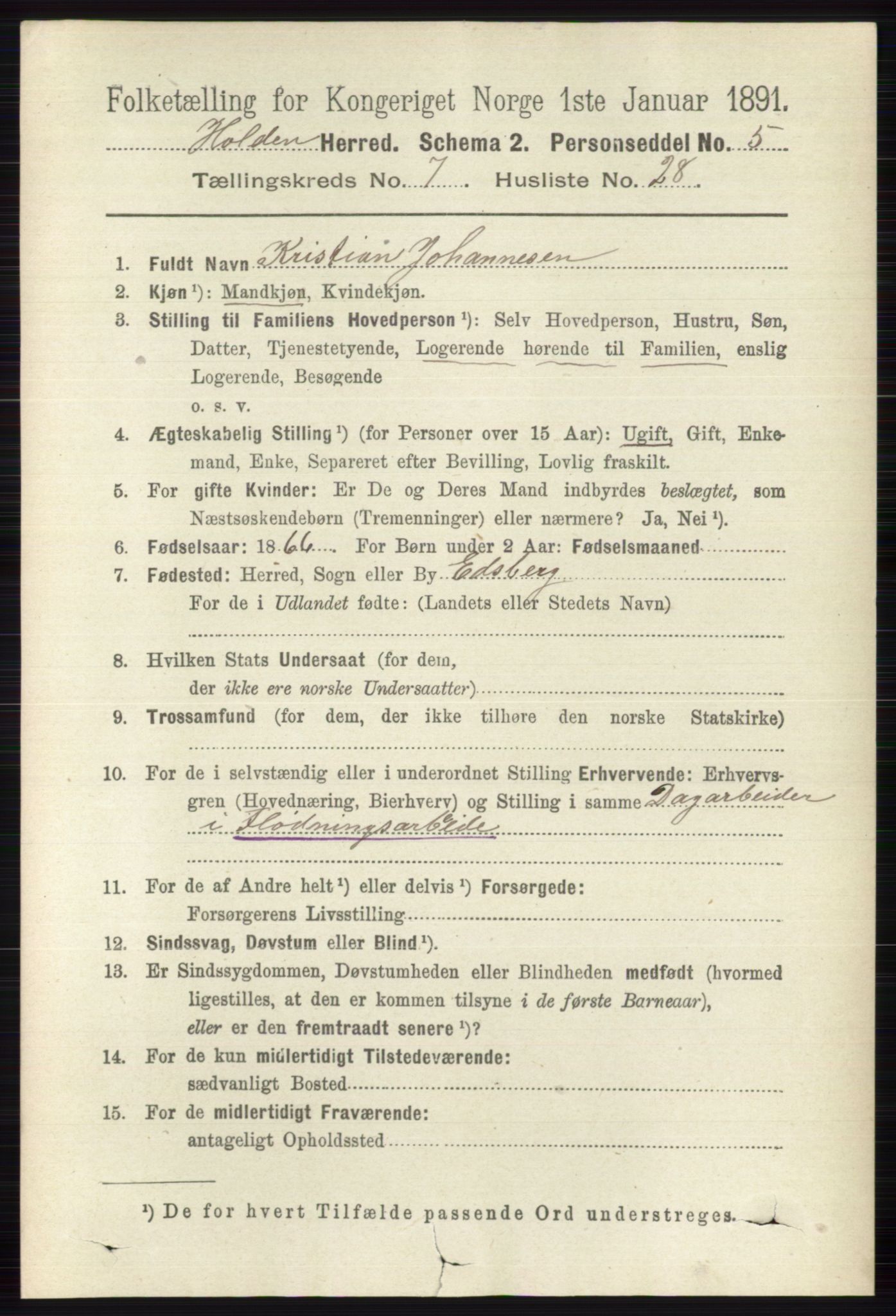 RA, 1891 census for 0819 Holla, 1891, p. 3444