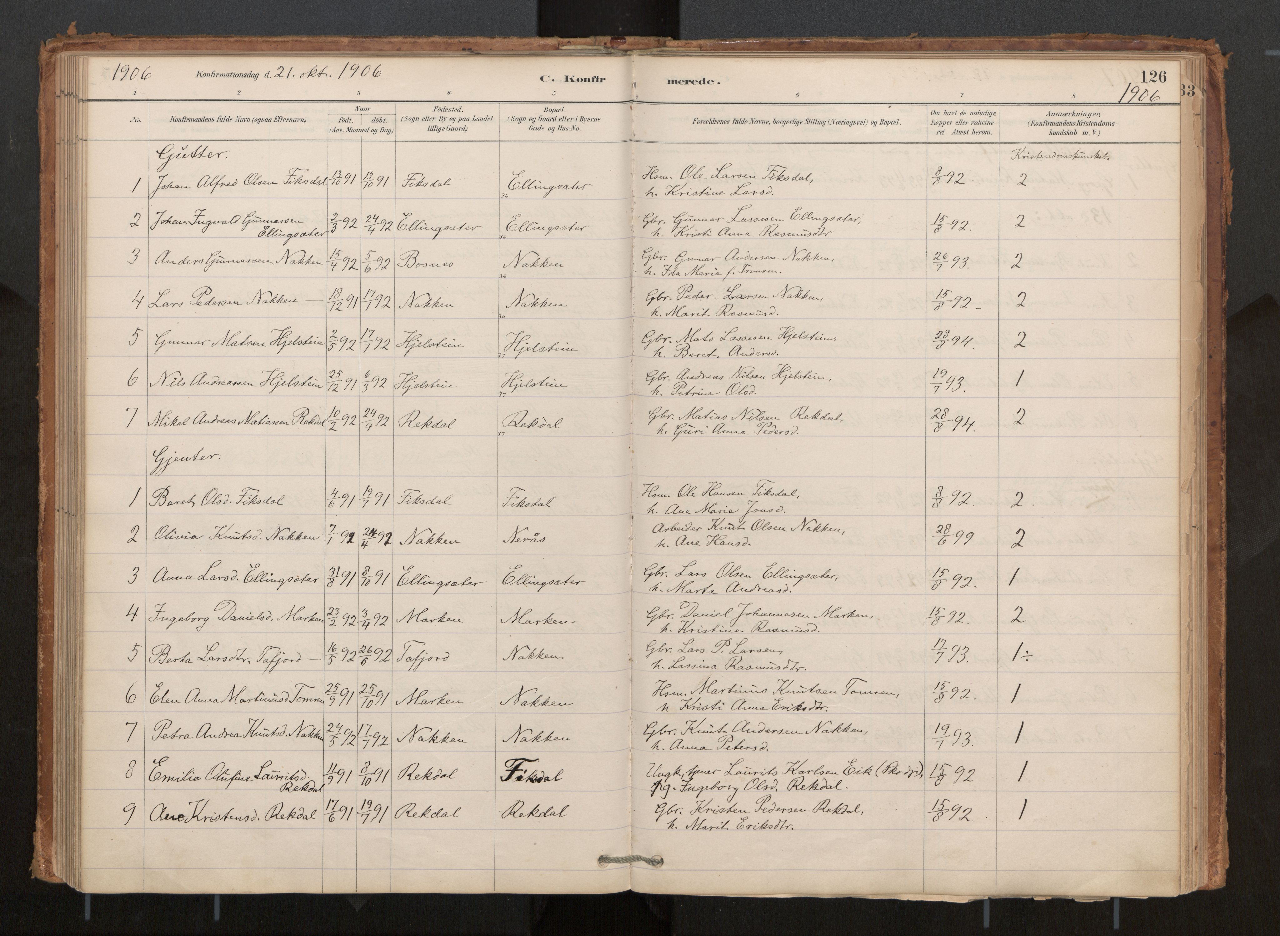 Ministerialprotokoller, klokkerbøker og fødselsregistre - Møre og Romsdal, AV/SAT-A-1454/540/L0540a: Parish register (official) no. 540A02, 1884-1908, p. 126