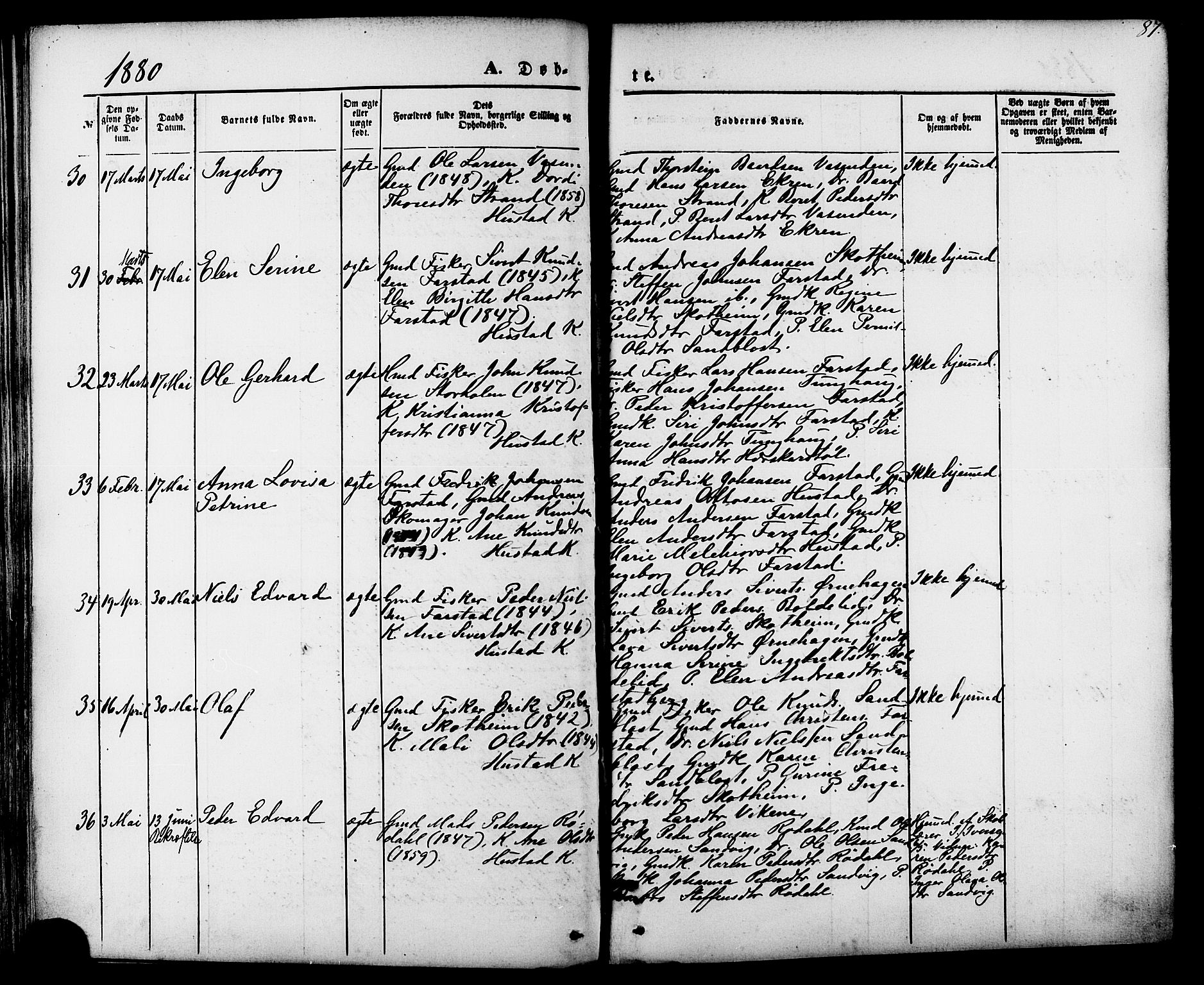 Ministerialprotokoller, klokkerbøker og fødselsregistre - Møre og Romsdal, AV/SAT-A-1454/566/L0768: Parish register (official) no. 566A07, 1869-1881, p. 87