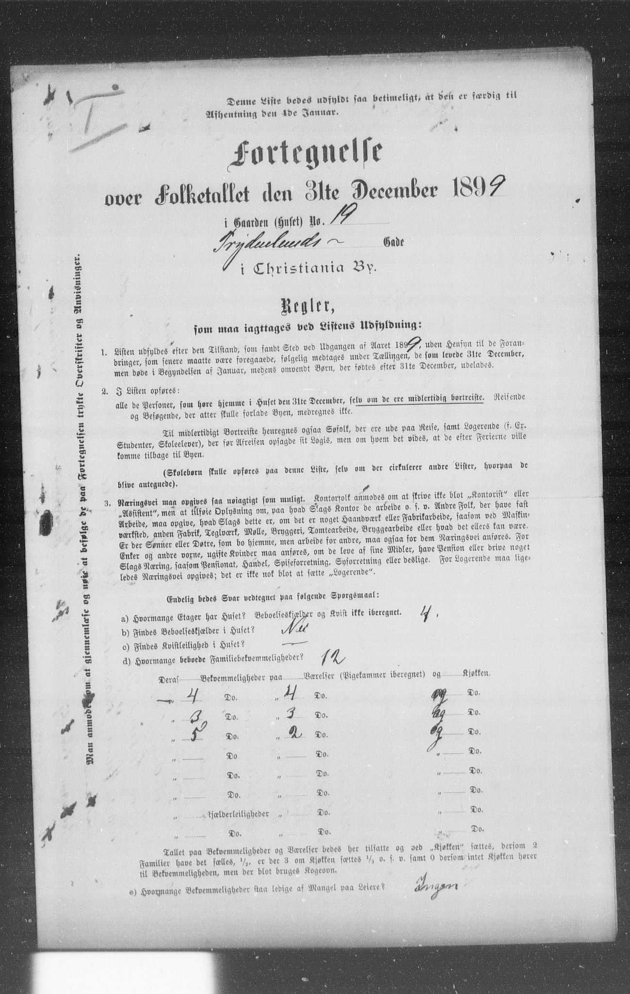 OBA, Municipal Census 1899 for Kristiania, 1899, p. 3731