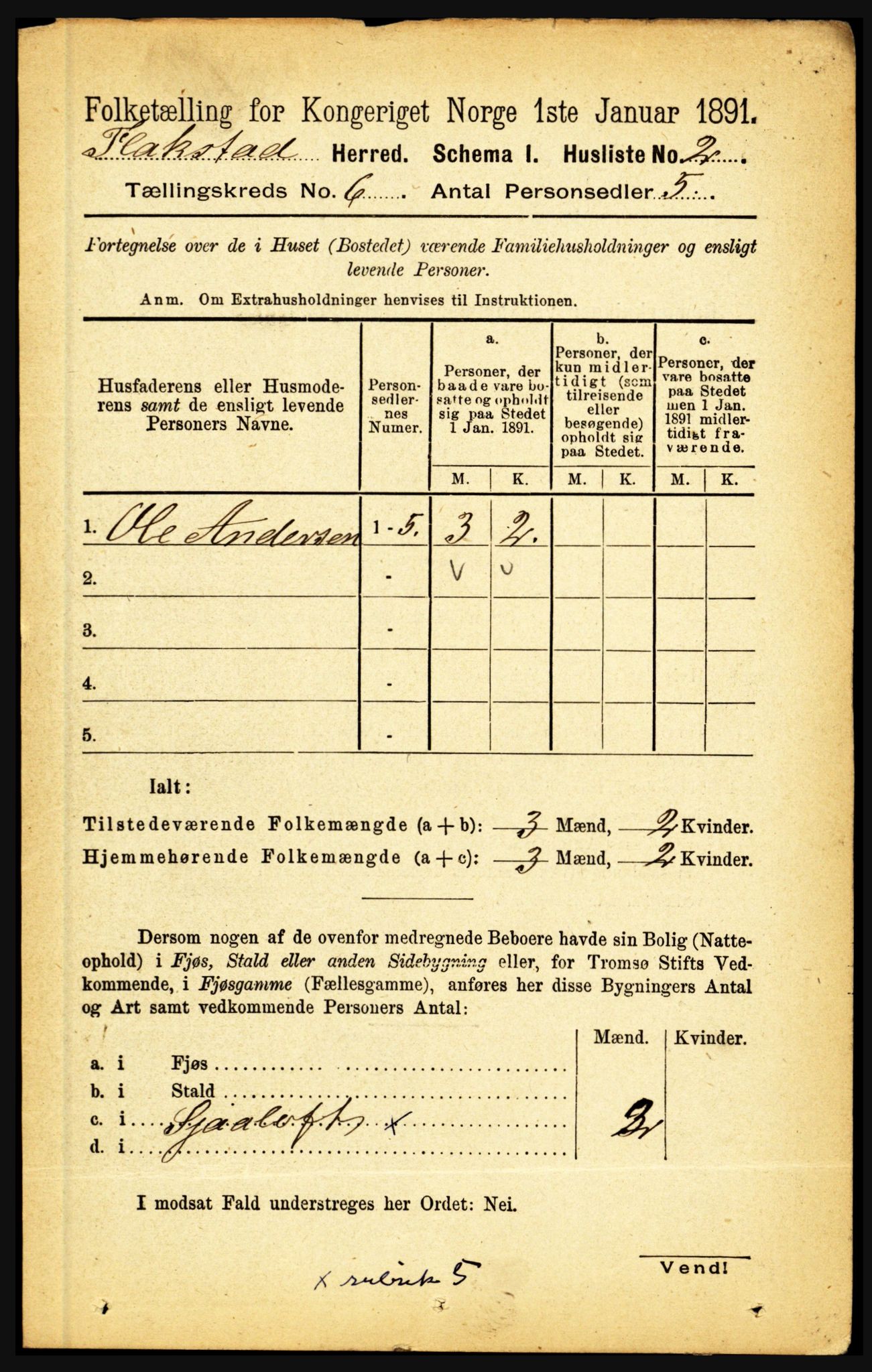 RA, 1891 census for 1859 Flakstad, 1891, p. 2929