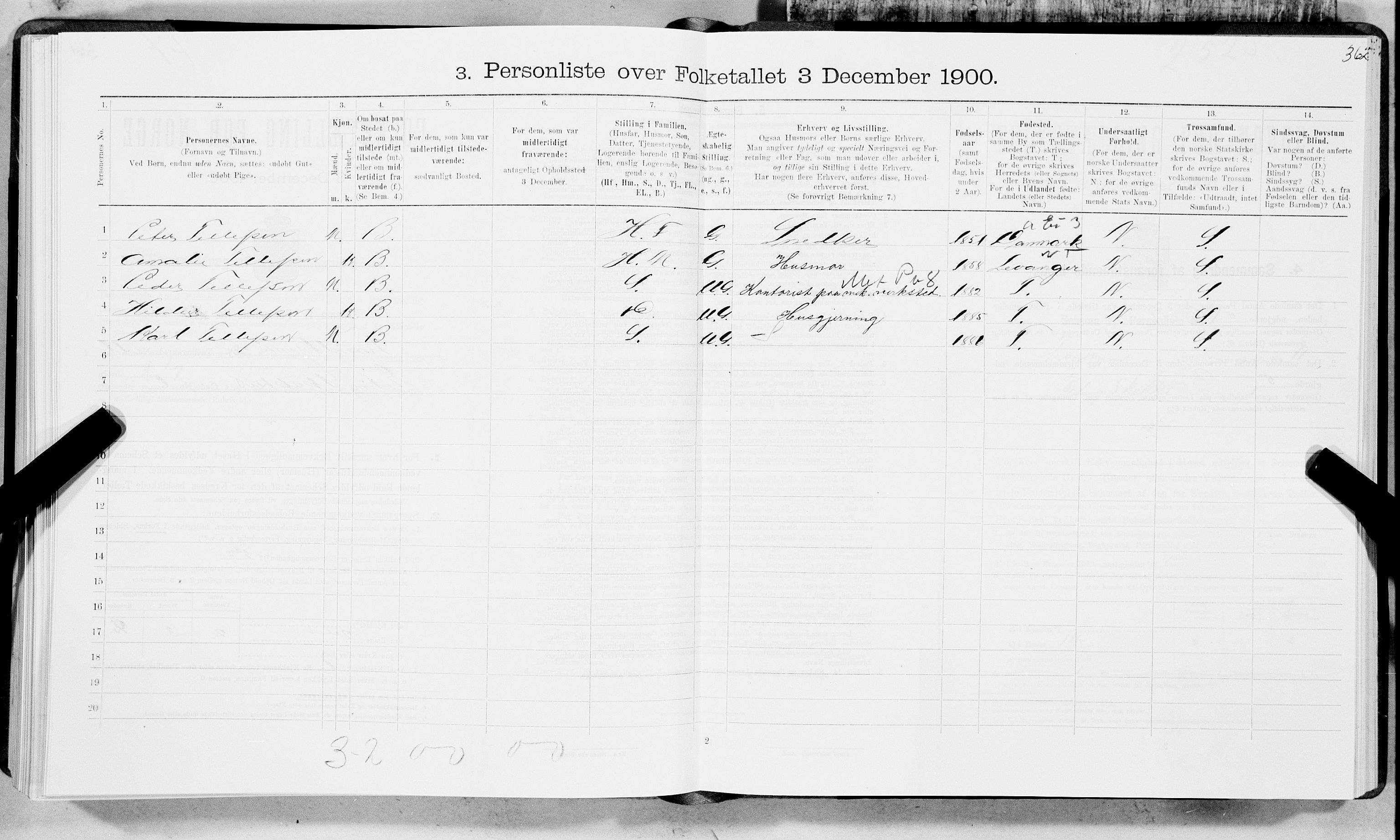 SAT, 1900 census for Trondheim, 1900, p. 1847