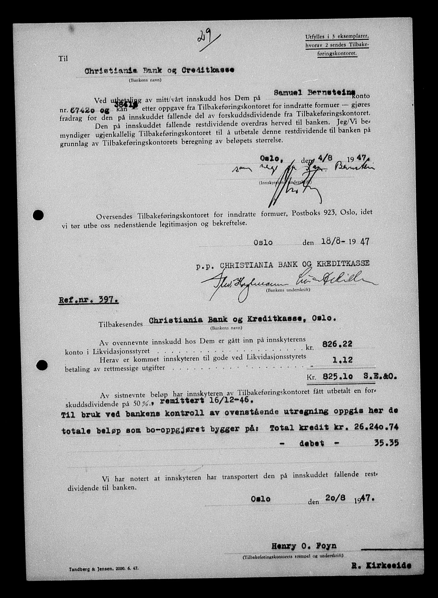 Justisdepartementet, Tilbakeføringskontoret for inndratte formuer, AV/RA-S-1564/H/Hc/Hcc/L0923: --, 1945-1947, p. 578