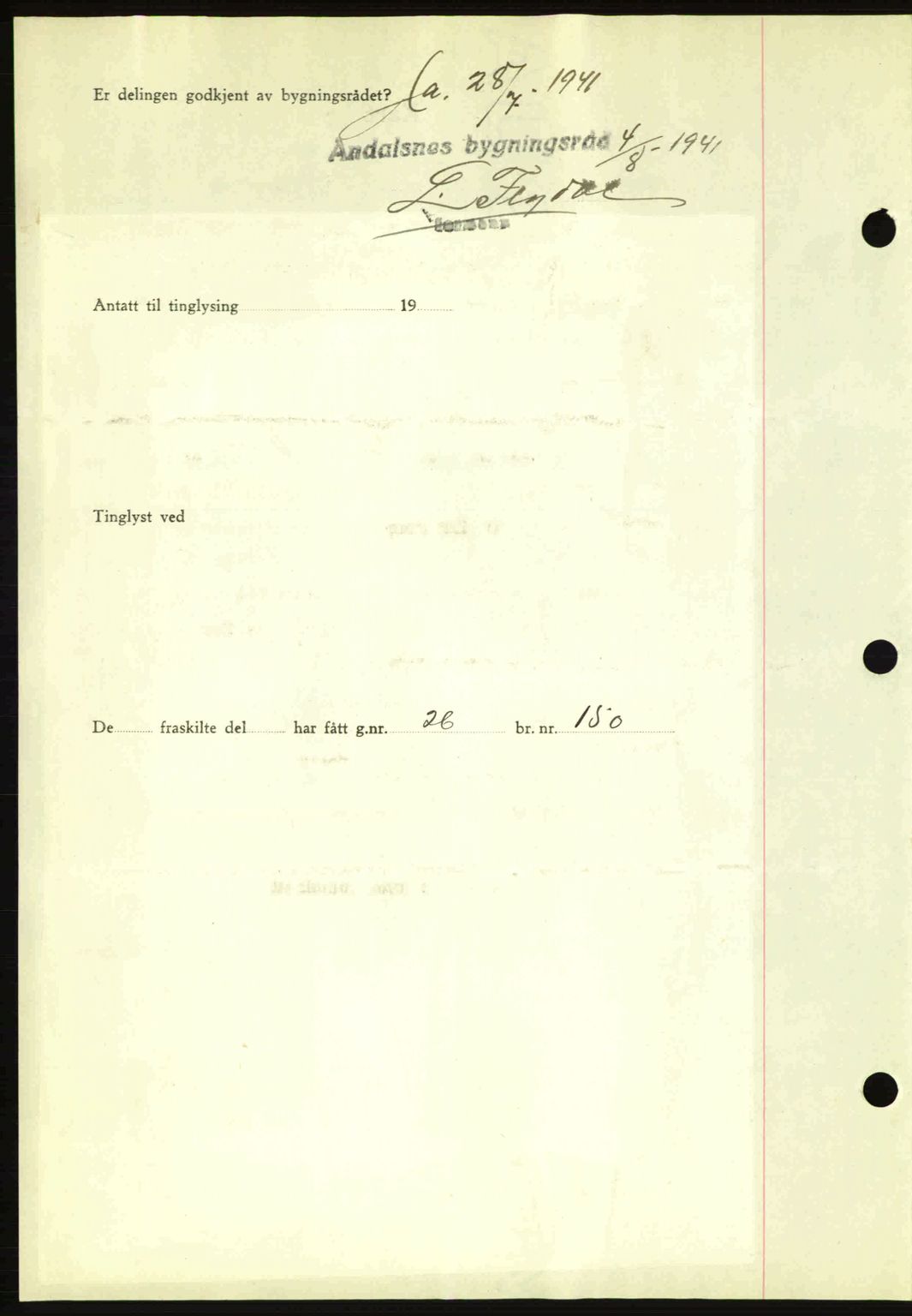 Romsdal sorenskriveri, AV/SAT-A-4149/1/2/2C: Mortgage book no. A10, 1941-1941, Diary no: : 1379/1941