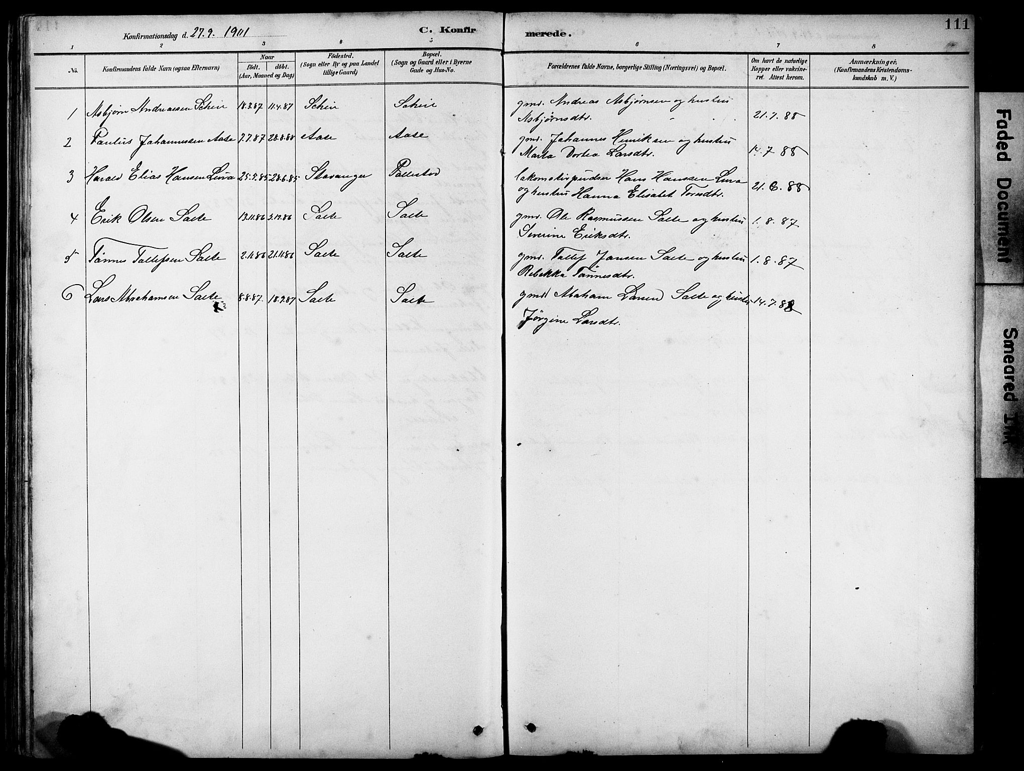 Klepp sokneprestkontor, AV/SAST-A-101803/001/3/30BB/L0005: Parish register (copy) no. B 5, 1889-1918, p. 111