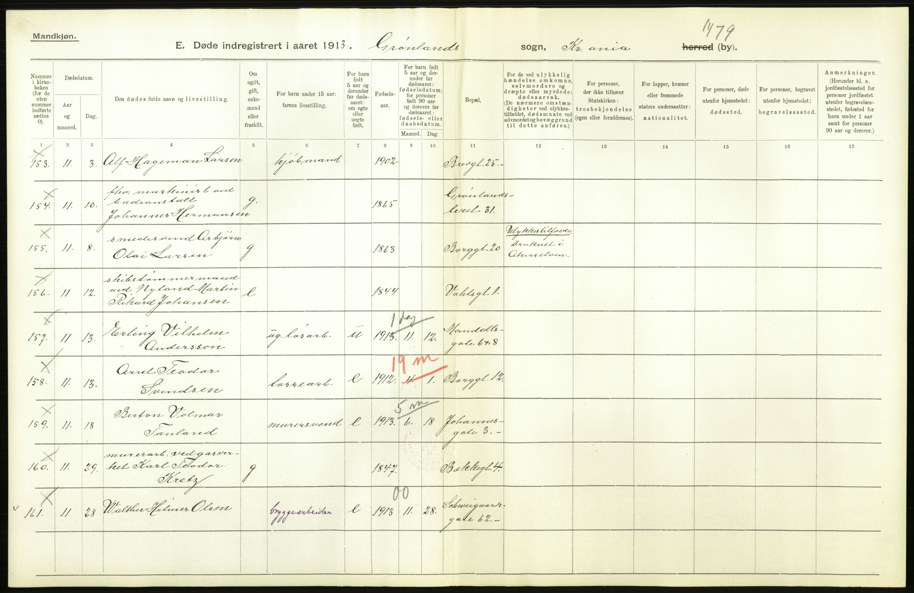 Statistisk sentralbyrå, Sosiodemografiske emner, Befolkning, AV/RA-S-2228/D/Df/Dfb/Dfbc/L0009: Kristiania: Døde., 1913, p. 670