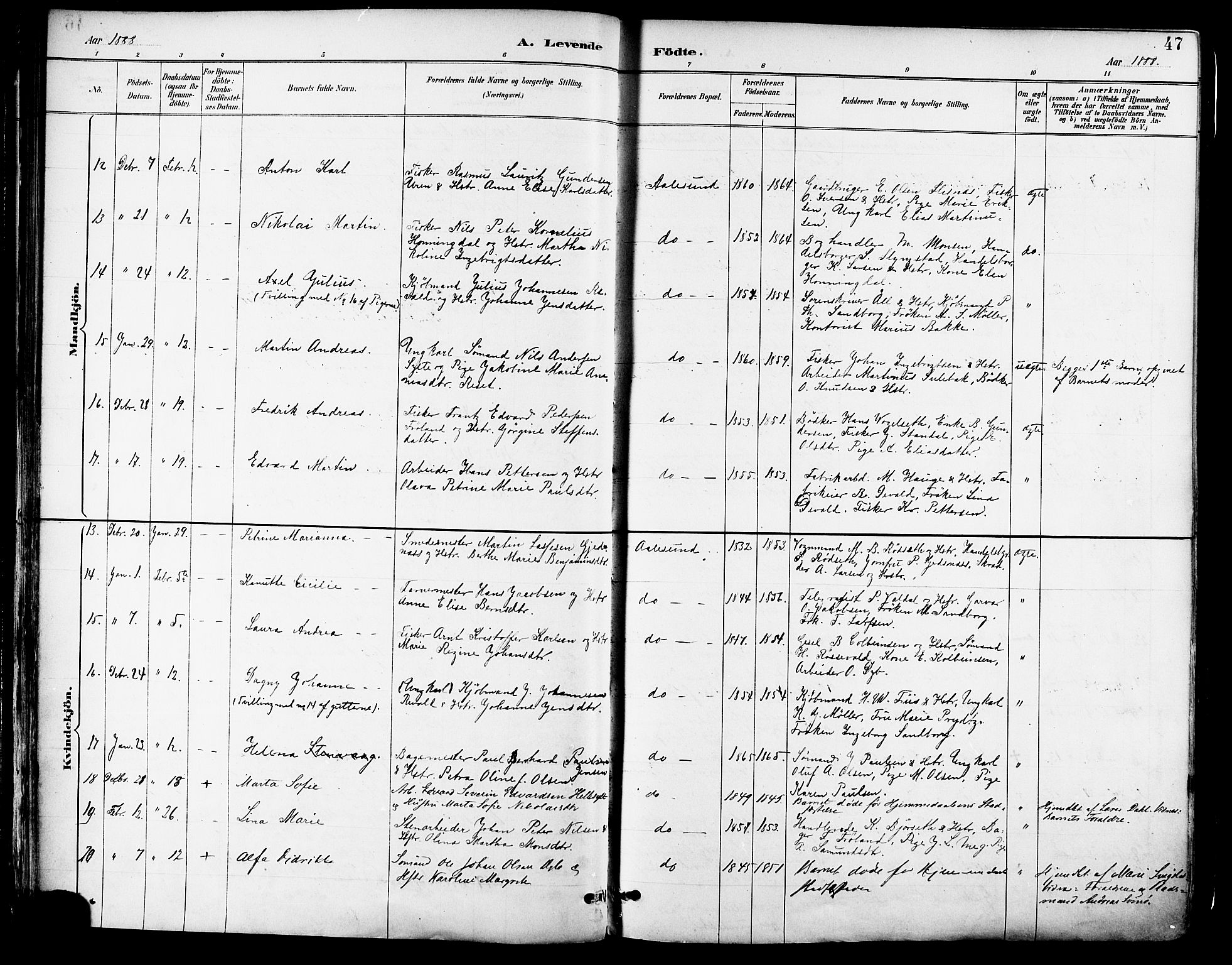 Ministerialprotokoller, klokkerbøker og fødselsregistre - Møre og Romsdal, AV/SAT-A-1454/529/L0455: Parish register (official) no. 529A05, 1885-1893, p. 47