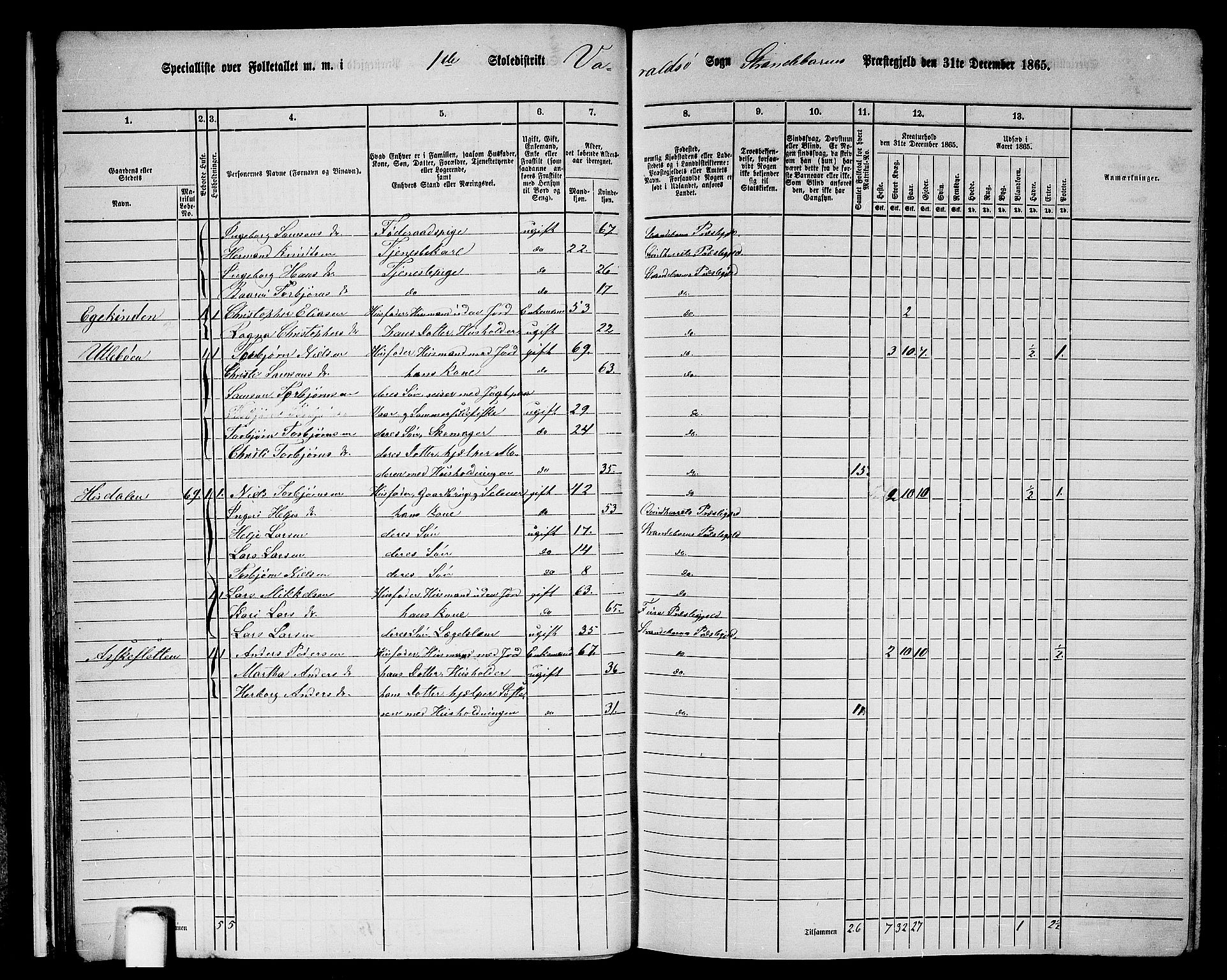 RA, 1865 census for Strandebarm, 1865, p. 24