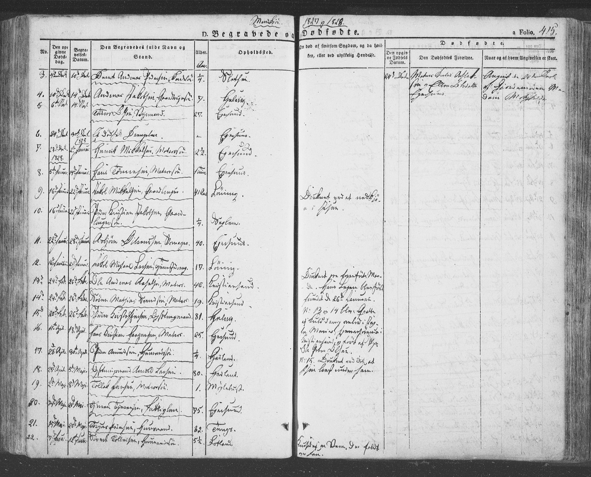 Eigersund sokneprestkontor, SAST/A-101807/S08/L0009: Parish register (official) no. A 9, 1827-1850, p. 415