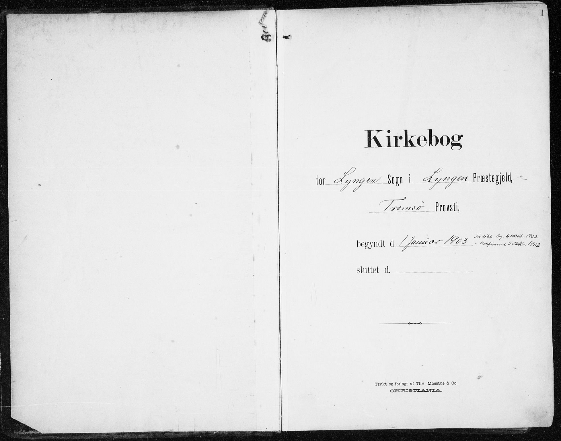 Lyngen sokneprestembete, AV/SATØ-S-1289/H/He/Hea/L0011kirke: Parish register (official) no. 11, 1903-1913, p. 1