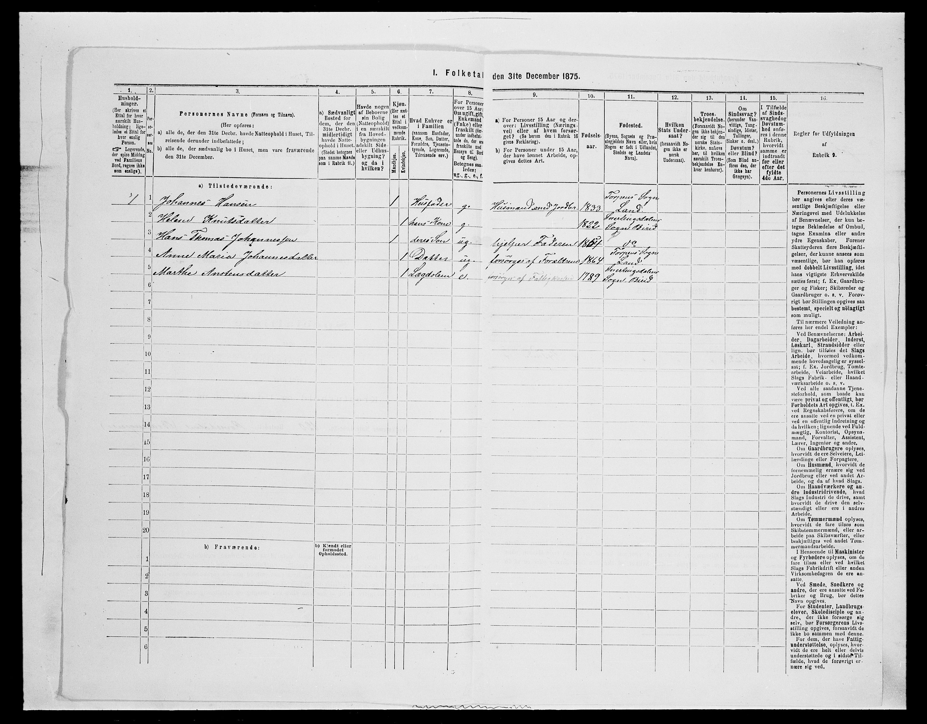 SAH, 1875 census for 0525P Biri, 1875, p. 946