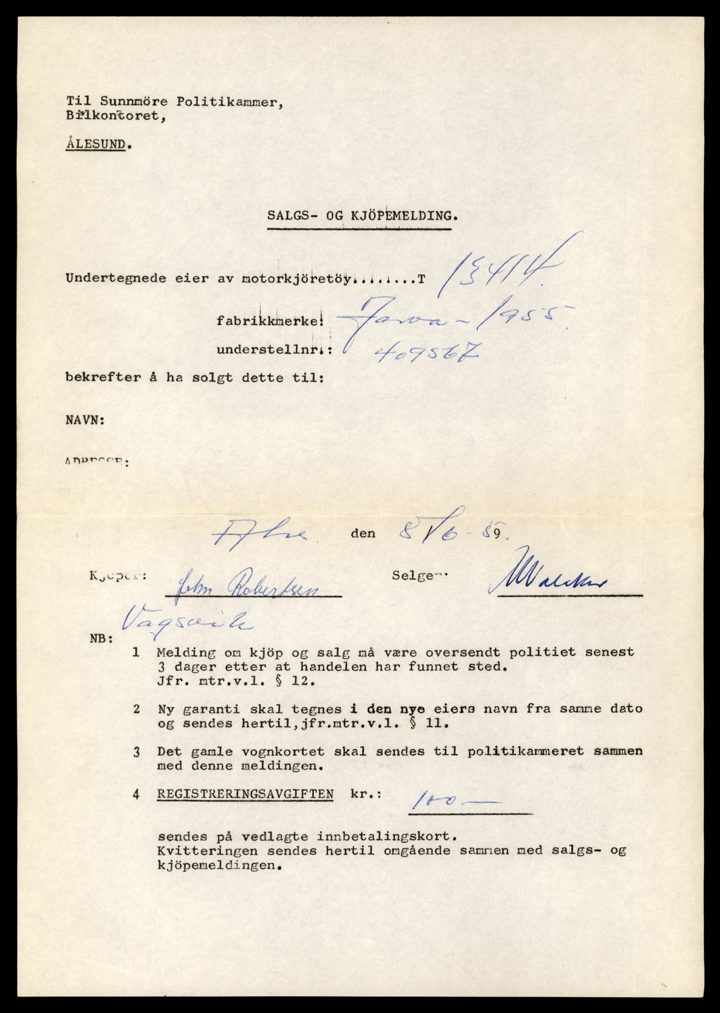 Møre og Romsdal vegkontor - Ålesund trafikkstasjon, AV/SAT-A-4099/F/Fe/L0039: Registreringskort for kjøretøy T 13361 - T 13530, 1927-1998, p. 903
