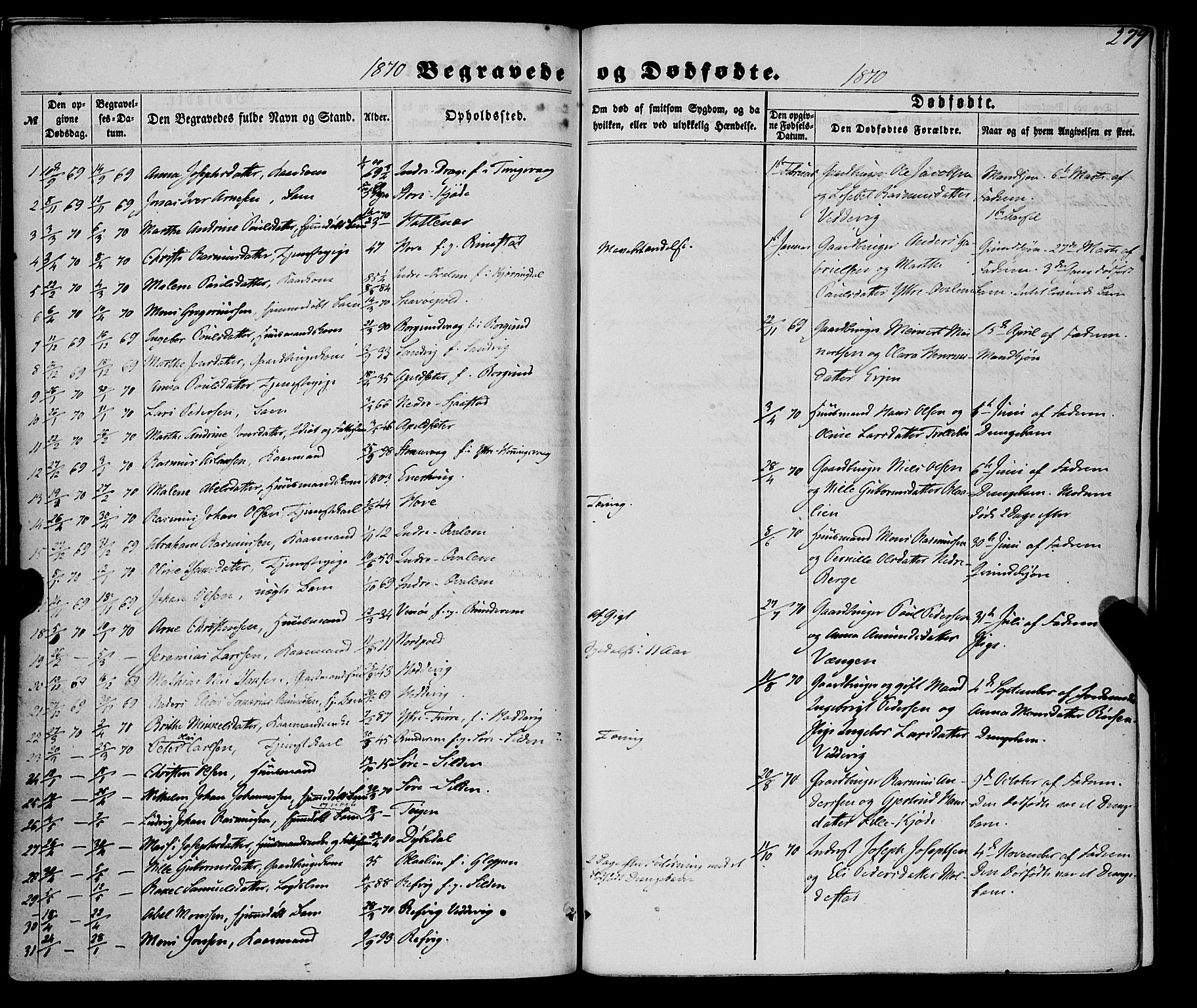Selje sokneprestembete, SAB/A-99938/H/Ha/Haa/Haaa: Parish register (official) no. A 11, 1858-1870, p. 279