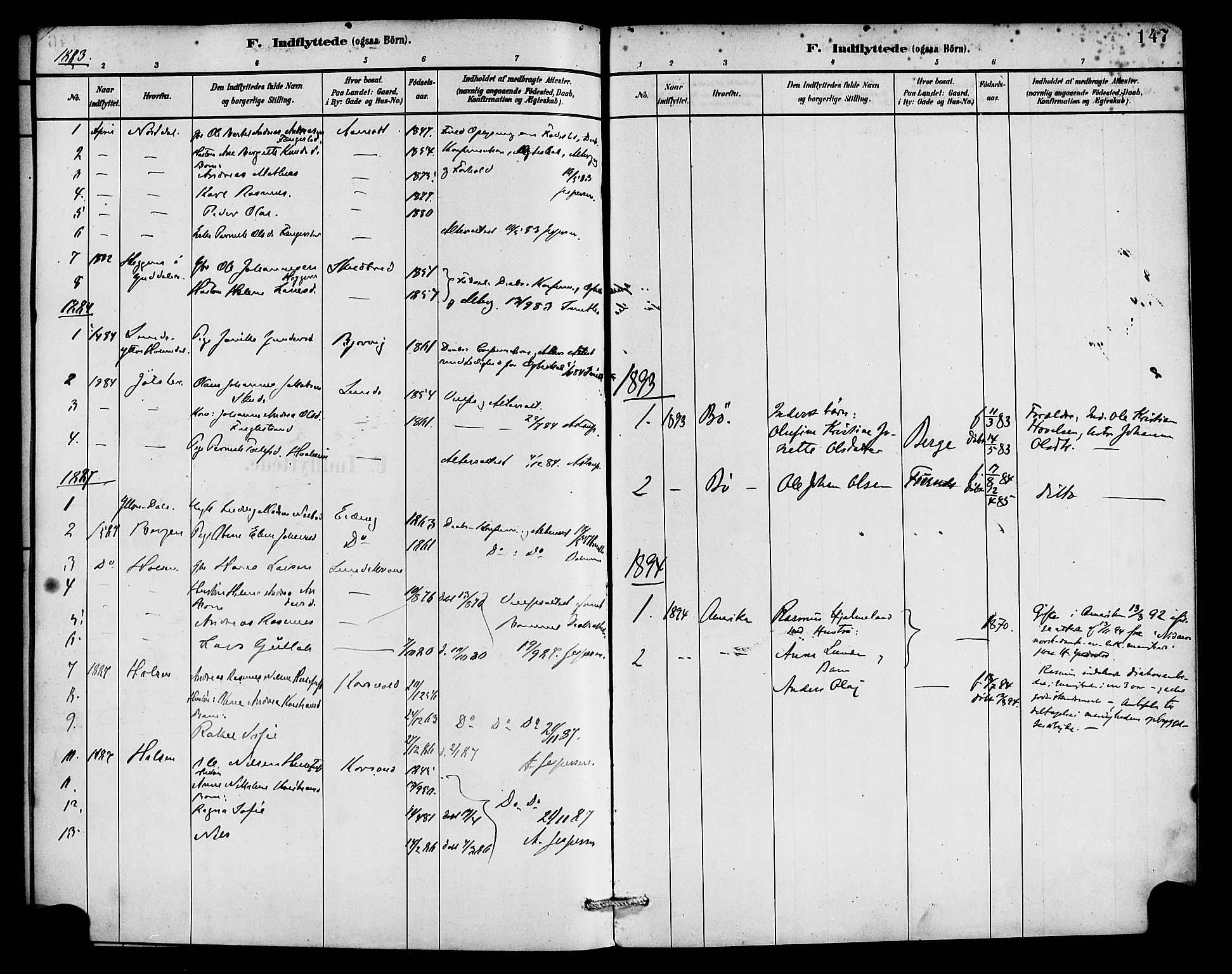 Gaular sokneprestembete, SAB/A-80001/H/Haa: Parish register (official) no. C 1, 1882-1897, p. 147
