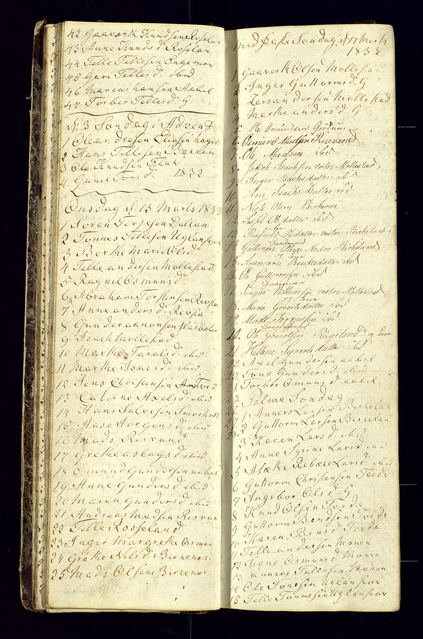 Birkenes sokneprestkontor, SAK/1111-0004/F/Fc/L0001: Communicants register no. C-1, 1832-1839