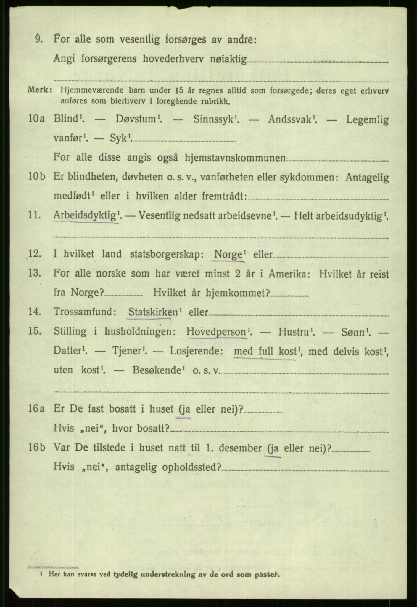 SAB, 1920 census for Voss, 1920, p. 14724