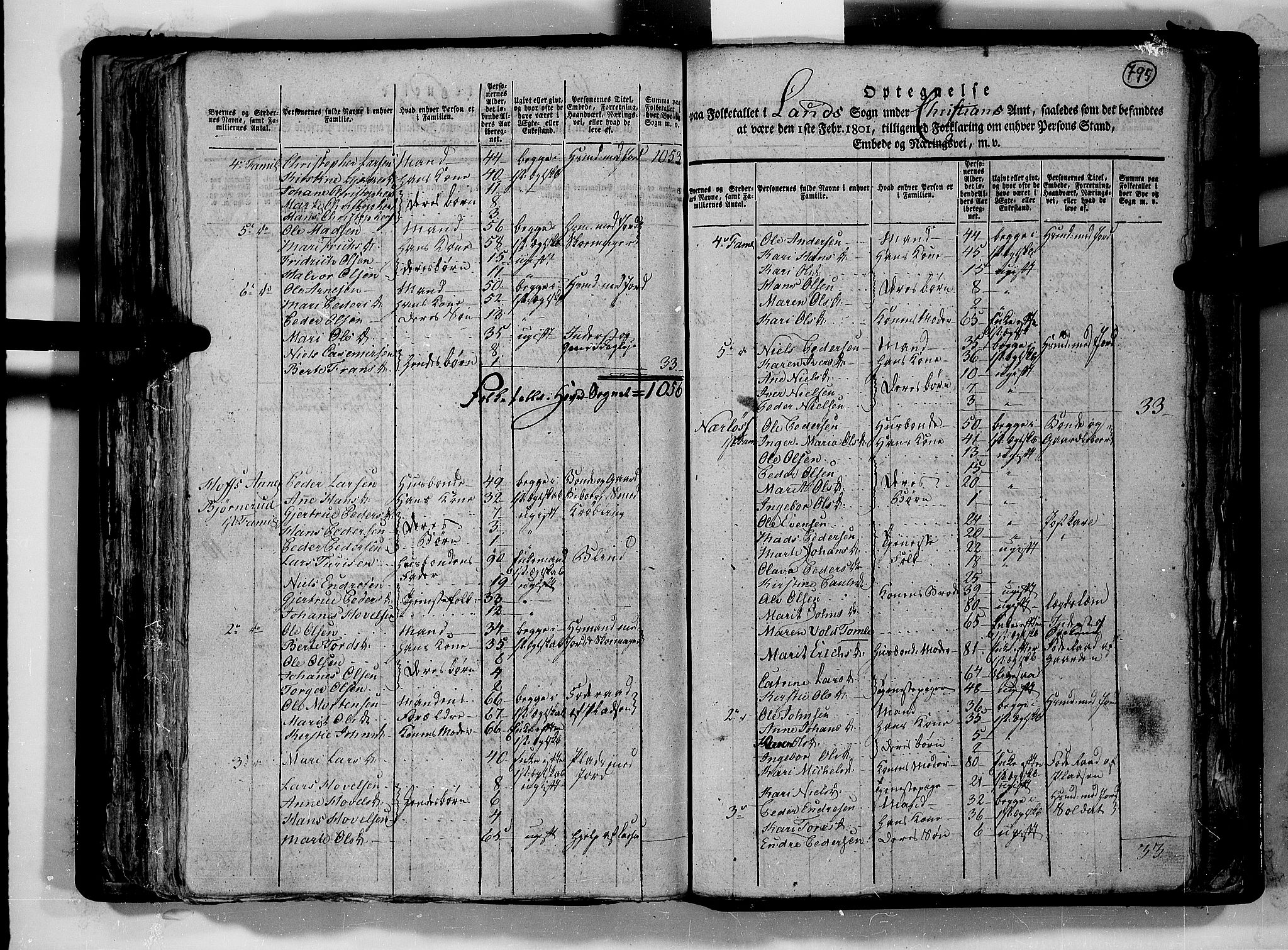 RA, 1801 census for 0536P Land, 1801, p. 794b-795a