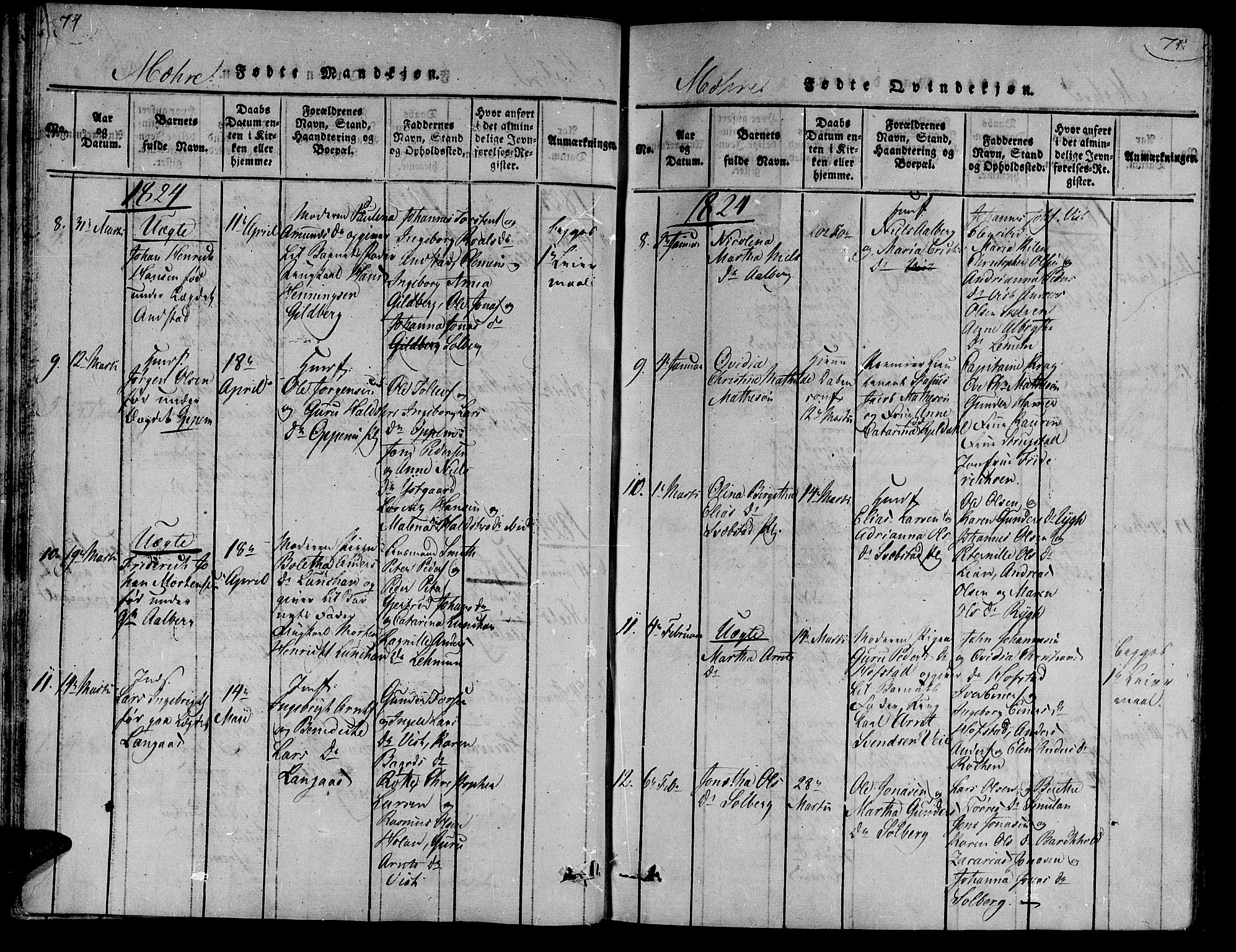 Ministerialprotokoller, klokkerbøker og fødselsregistre - Nord-Trøndelag, AV/SAT-A-1458/735/L0333: Parish register (official) no. 735A04 /1, 1816-1824, p. 74-75