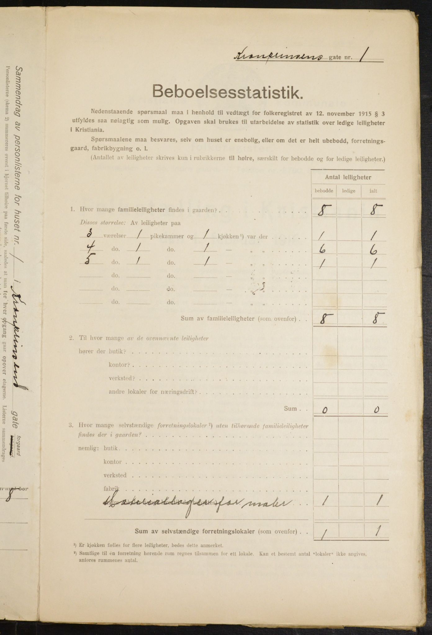 OBA, Municipal Census 1916 for Kristiania, 1916, p. 55664