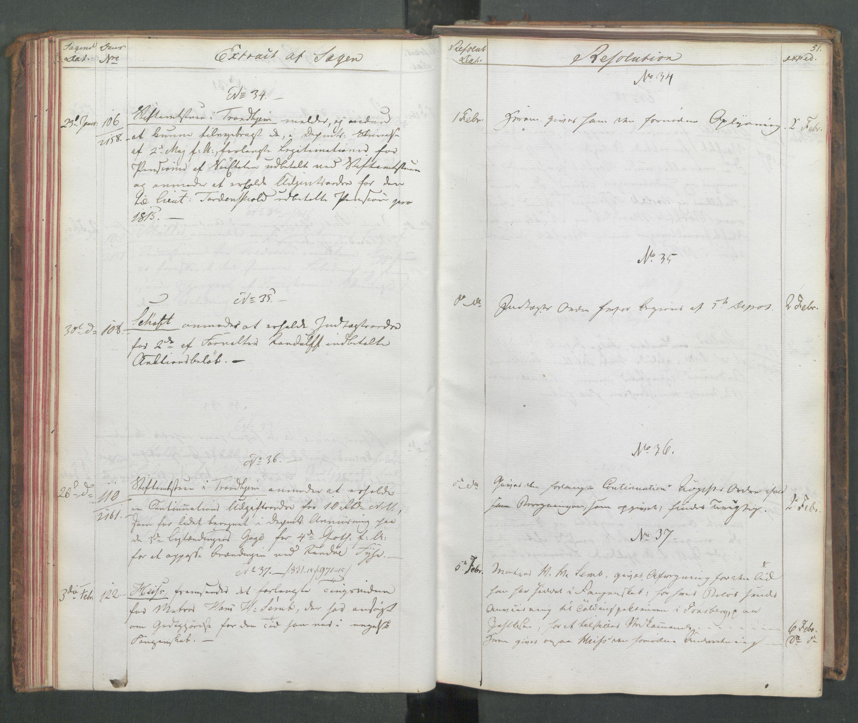 Marinedepartementet/ Marine- og postdepartementet, AV/RA-RAFA-3792/C/L0003: 7de Departements Journal, 1815-1816, p. 51