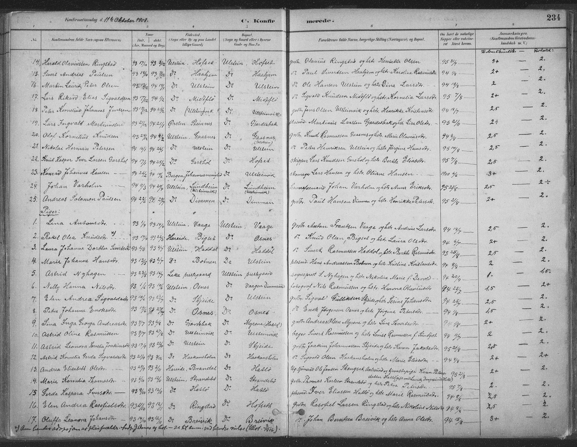 Ministerialprotokoller, klokkerbøker og fødselsregistre - Møre og Romsdal, SAT/A-1454/509/L0106: Parish register (official) no. 509A04, 1883-1922, p. 234