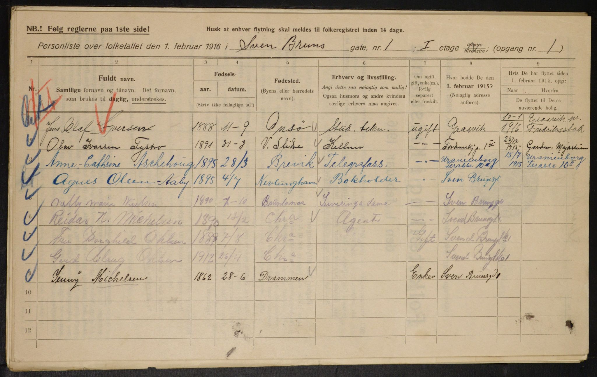 OBA, Municipal Census 1916 for Kristiania, 1916, p. 107702