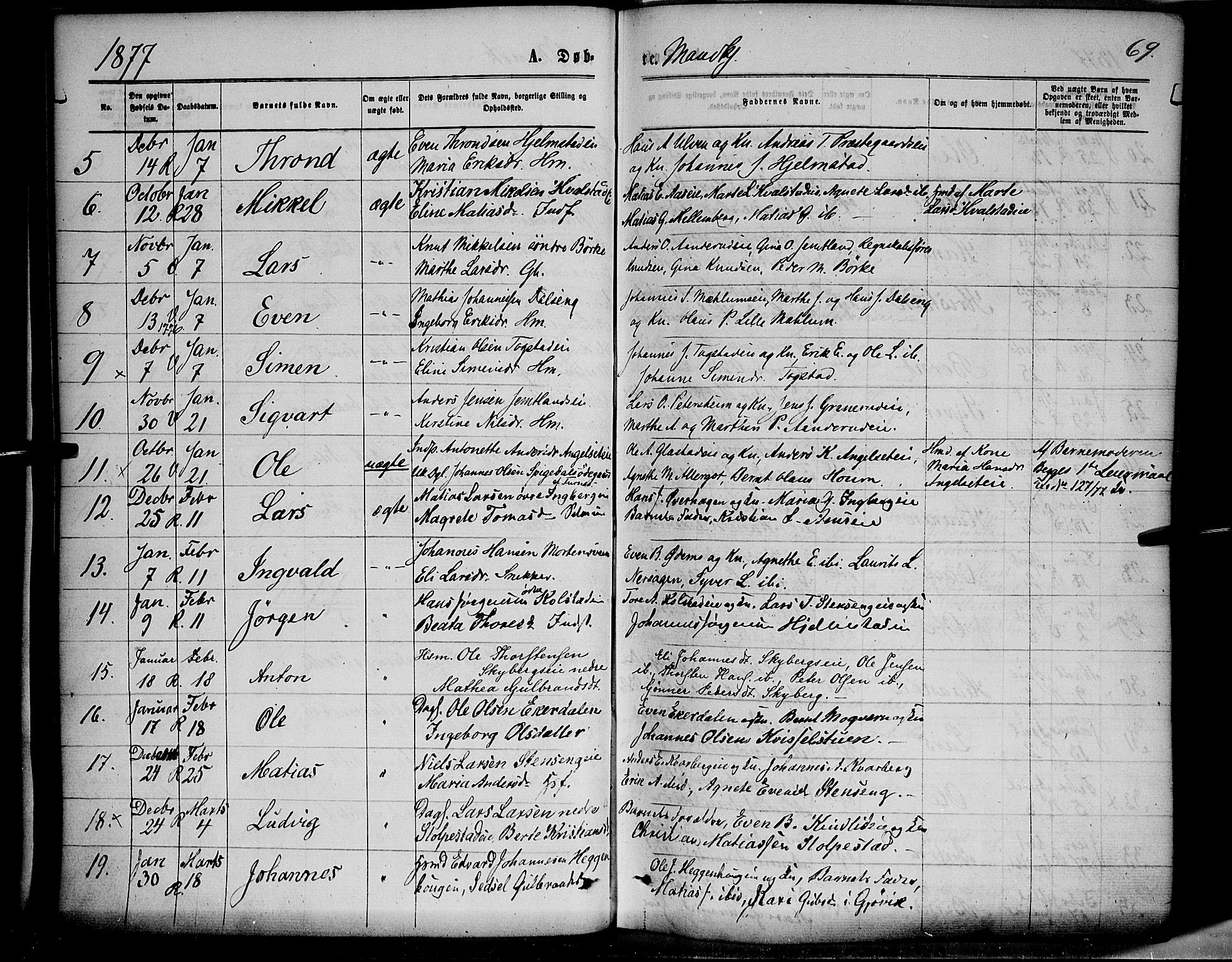 Ringsaker prestekontor, SAH/PREST-014/K/Ka/L0011: Parish register (official) no. 11, 1870-1878, p. 69