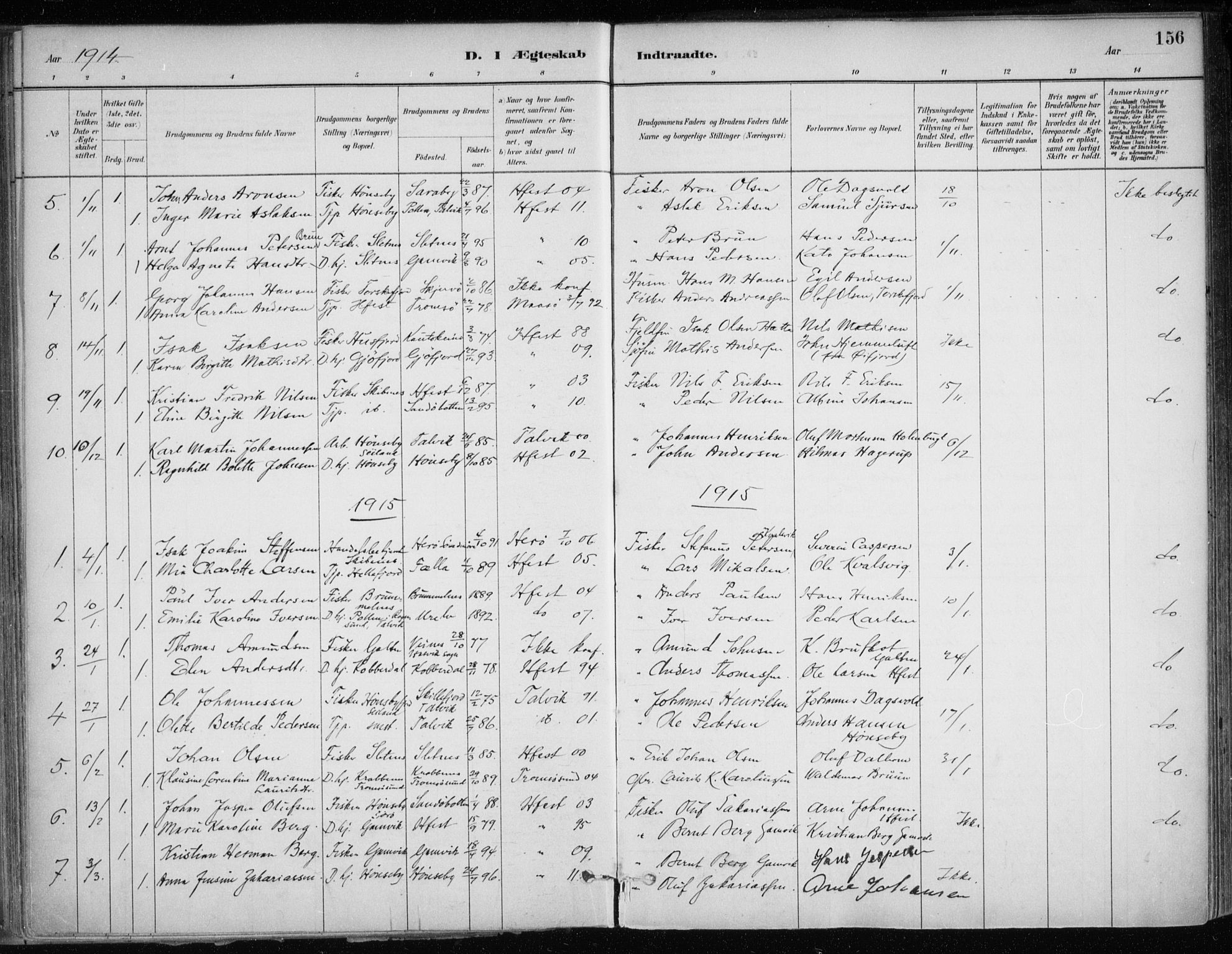 Hammerfest sokneprestkontor, SATØ/S-1347/H/Ha/L0013.kirke: Parish register (official) no. 13, 1898-1917, p. 156