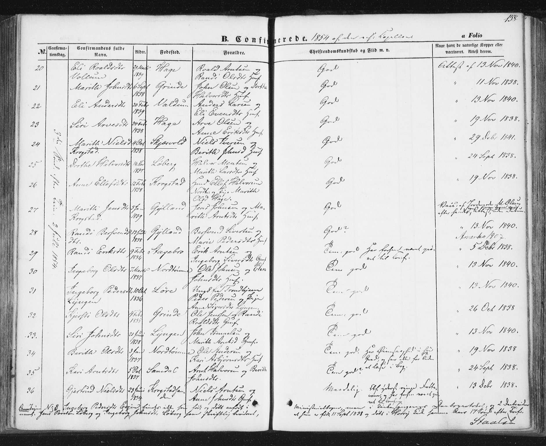 Ministerialprotokoller, klokkerbøker og fødselsregistre - Sør-Trøndelag, SAT/A-1456/692/L1103: Parish register (official) no. 692A03, 1849-1870, p. 158
