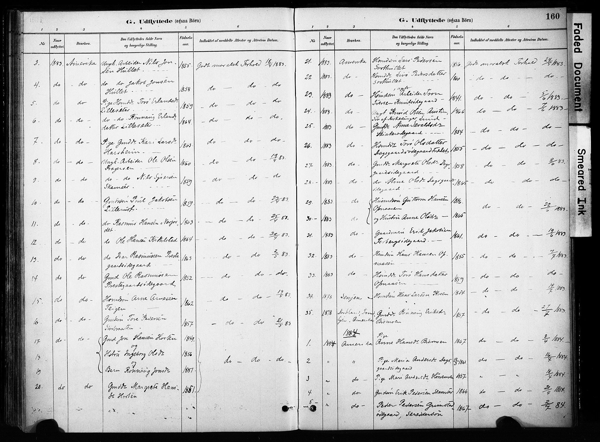 Skjåk prestekontor, SAH/PREST-072/H/Ha/Haa/L0004: Parish register (official) no. 4, 1880-1904, p. 160