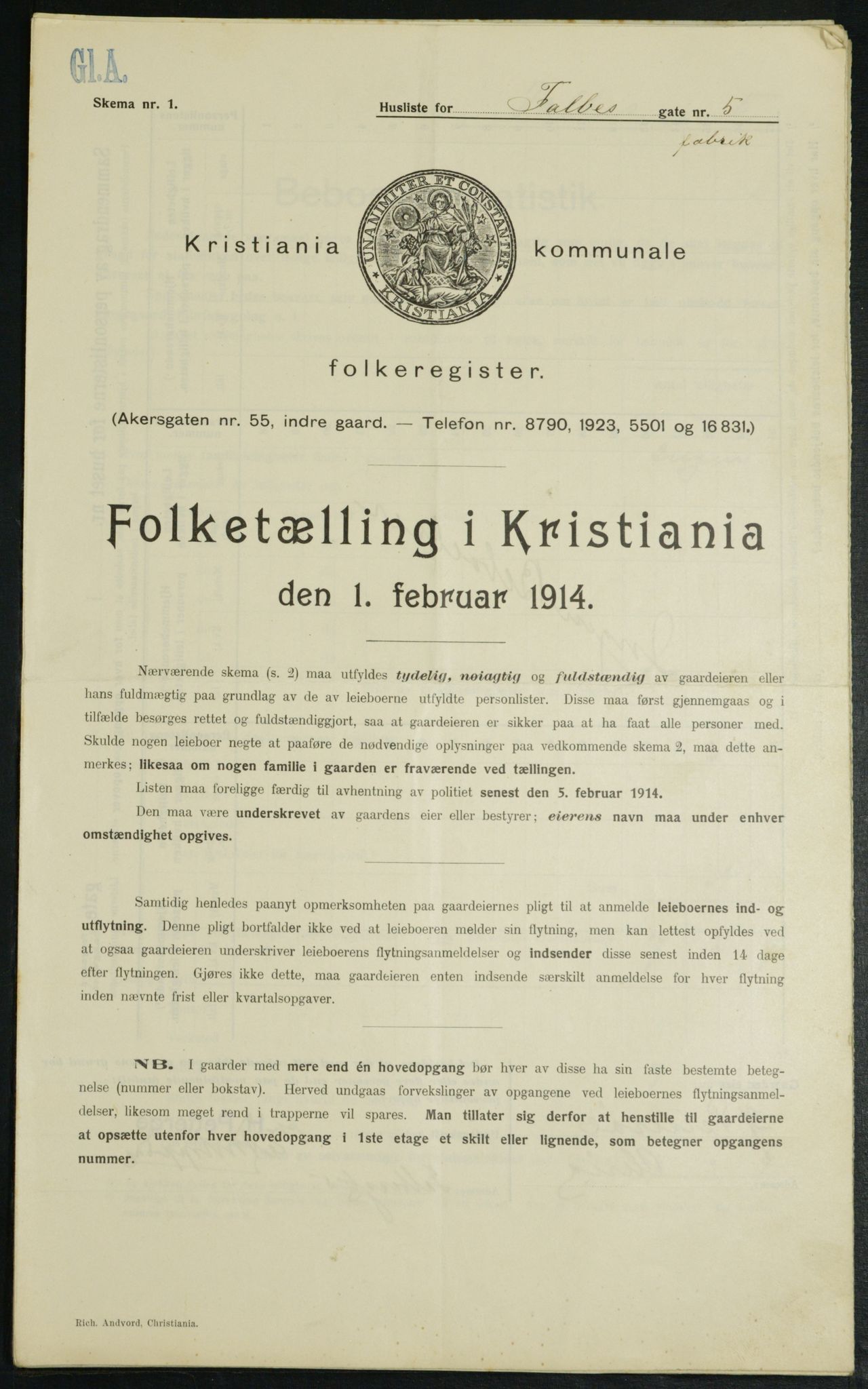 OBA, Municipal Census 1914 for Kristiania, 1914, p. 23326