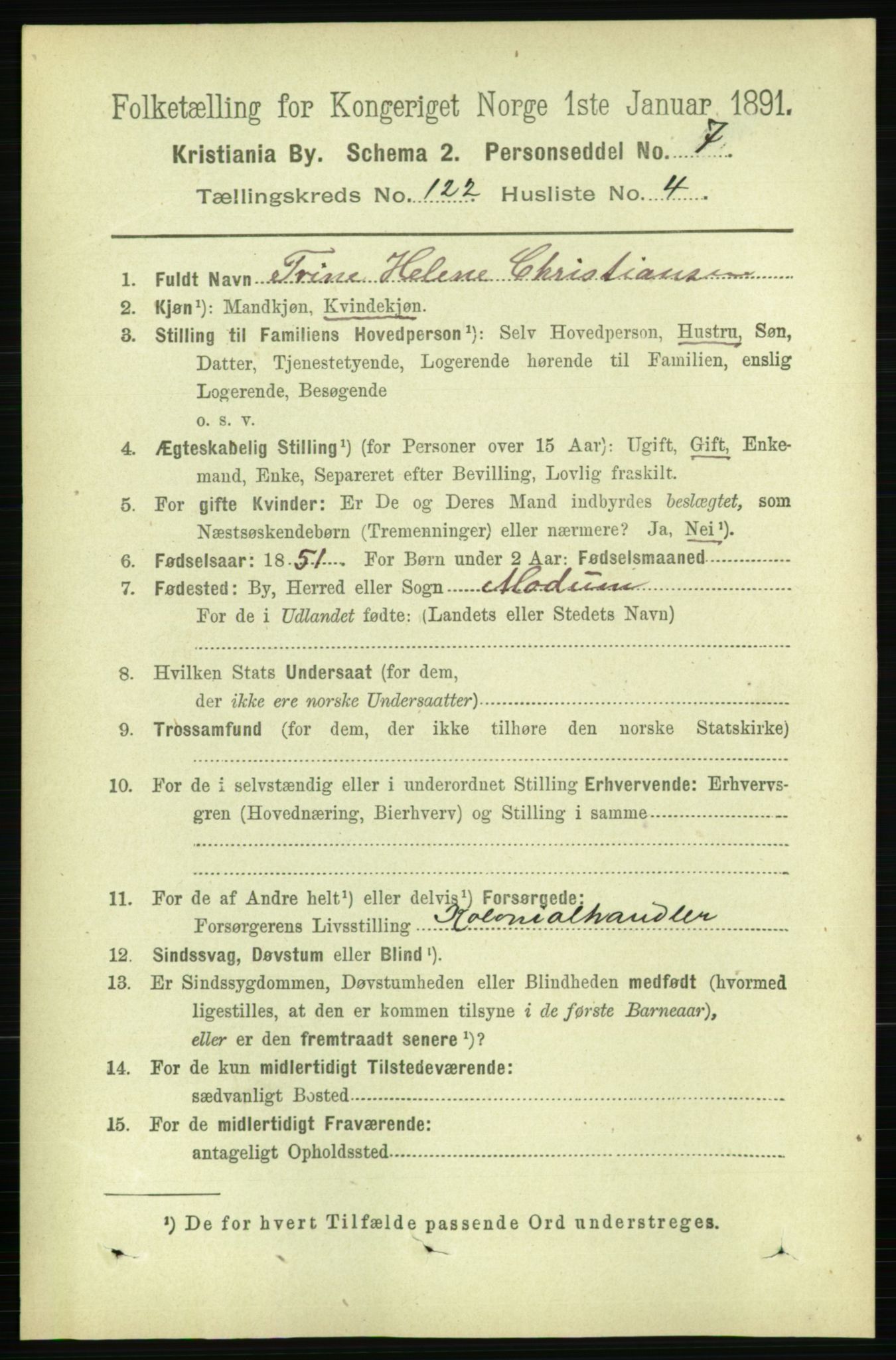 RA, 1891 census for 0301 Kristiania, 1891, p. 64720