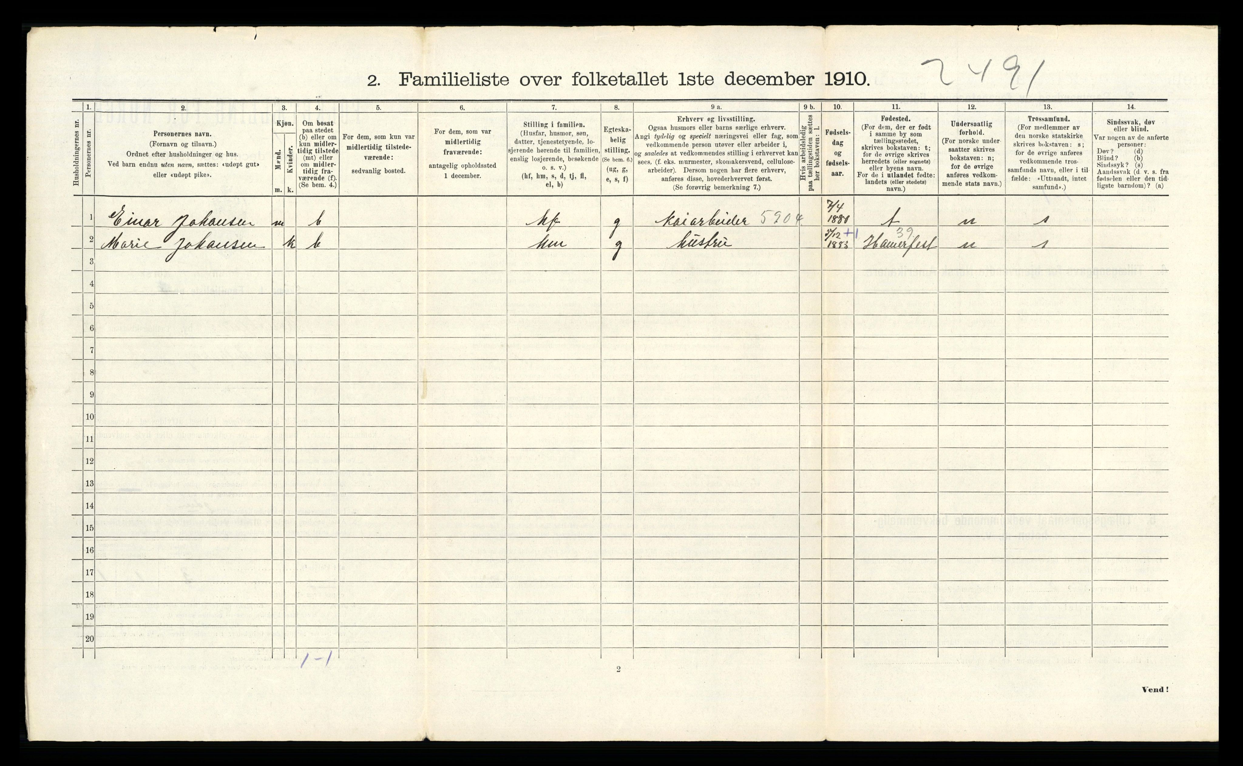 RA, 1910 census for Trondheim, 1910, p. 15704