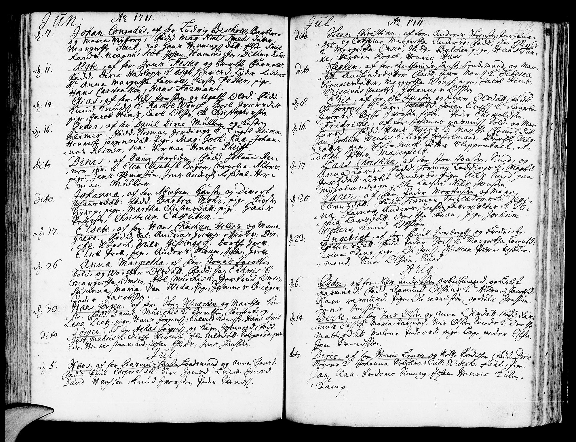 Korskirken sokneprestembete, AV/SAB-A-76101/H/Haa/L0003: Parish register (official) no. A 3, 1698-1719, p. 219