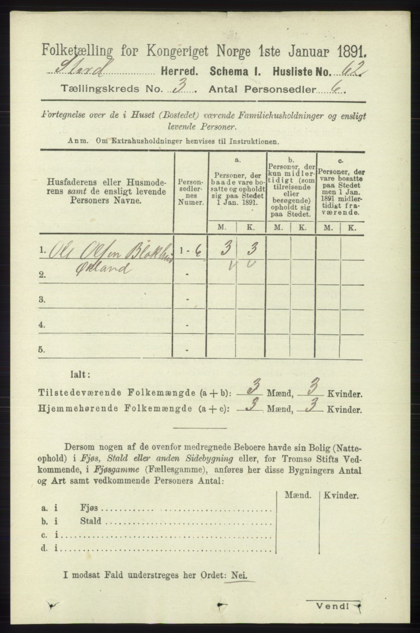 RA, 1891 census for 1221 Stord, 1891, p. 528