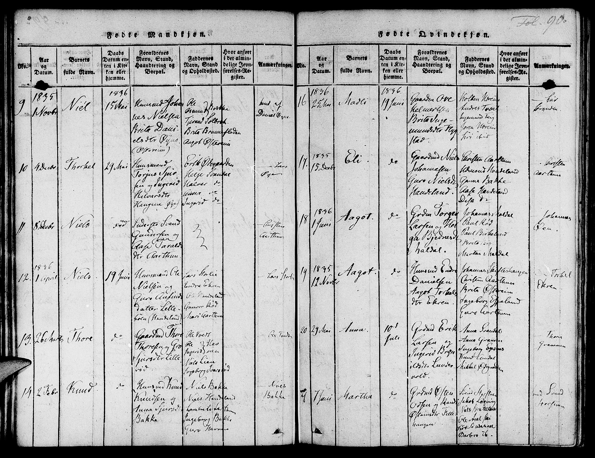 Suldal sokneprestkontor, SAST/A-101845/01/IV/L0007: Parish register (official) no. A 7, 1817-1838, p. 90
