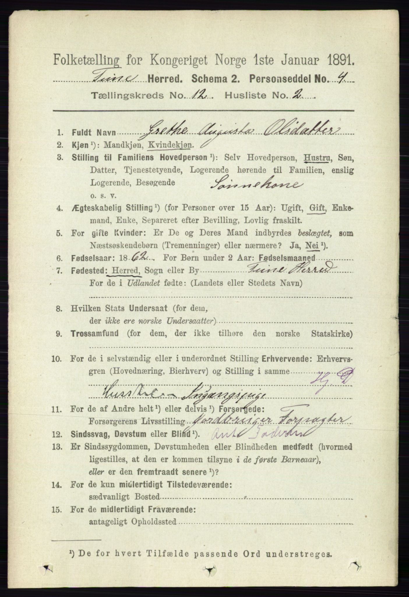 RA, 1891 census for 0130 Tune, 1891, p. 7227