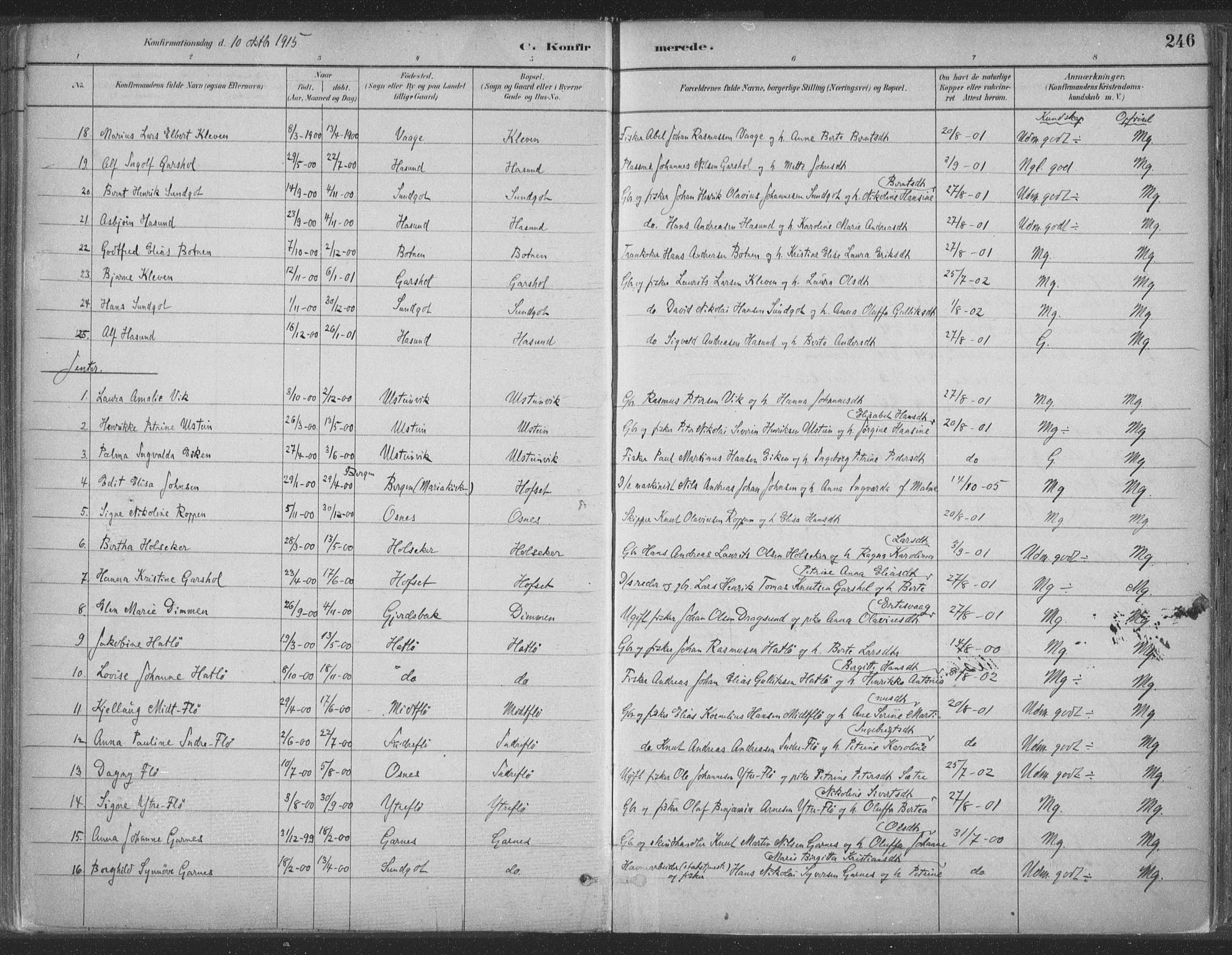 Ministerialprotokoller, klokkerbøker og fødselsregistre - Møre og Romsdal, AV/SAT-A-1454/509/L0106: Parish register (official) no. 509A04, 1883-1922, p. 246