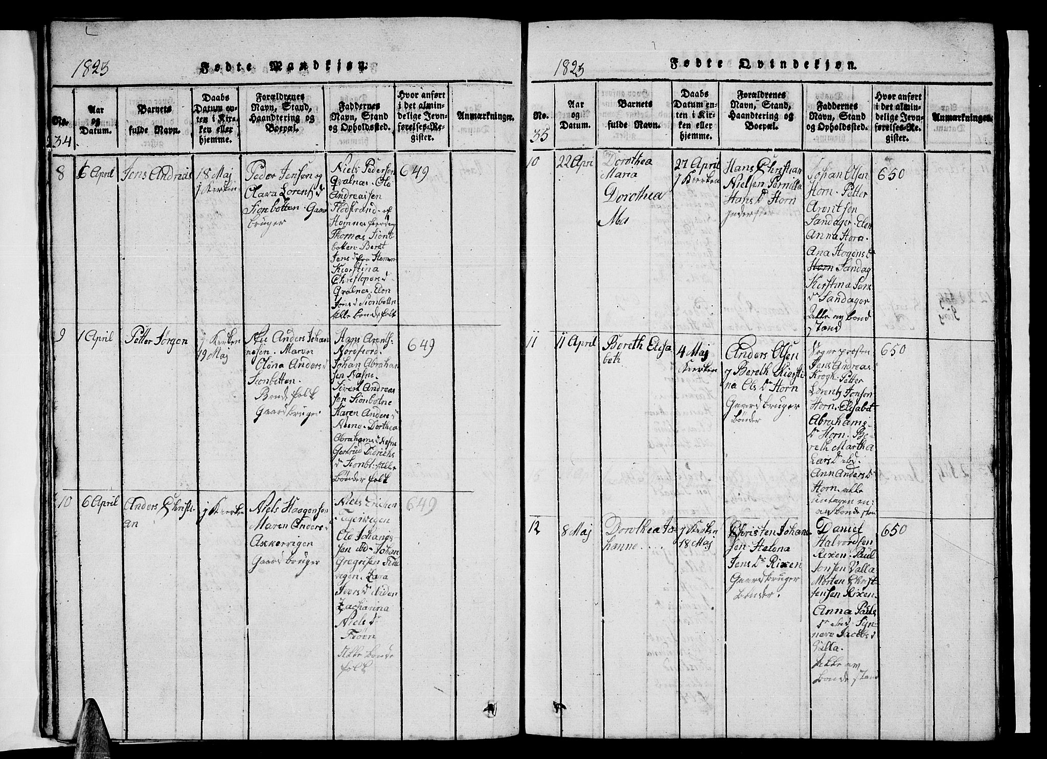 Ministerialprotokoller, klokkerbøker og fødselsregistre - Nordland, AV/SAT-A-1459/838/L0554: Parish register (copy) no. 838C01, 1820-1828, p. 34-35