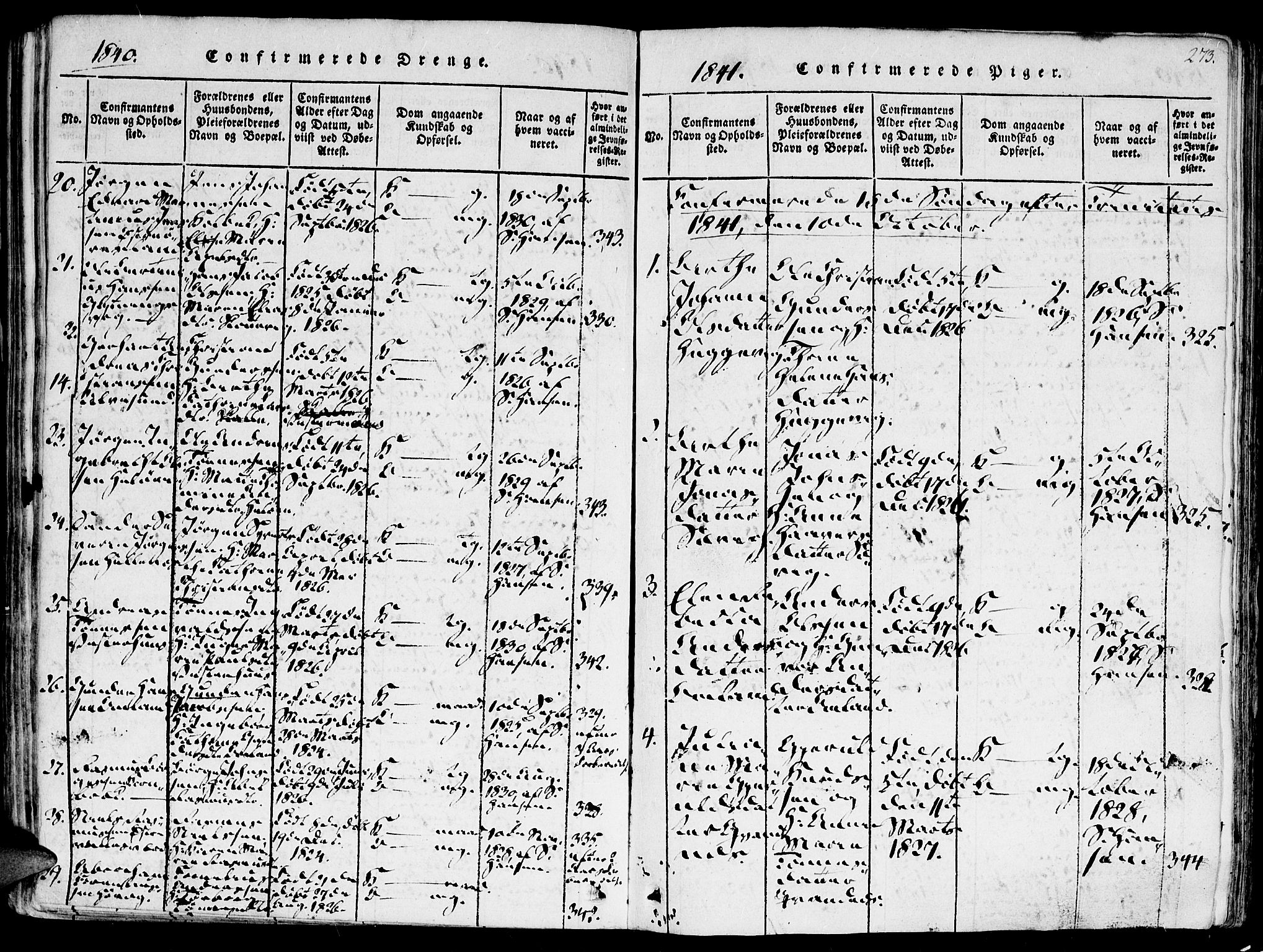 Høvåg sokneprestkontor, SAK/1111-0025/F/Fa/L0001: Parish register (official) no. A 1, 1816-1843, p. 273