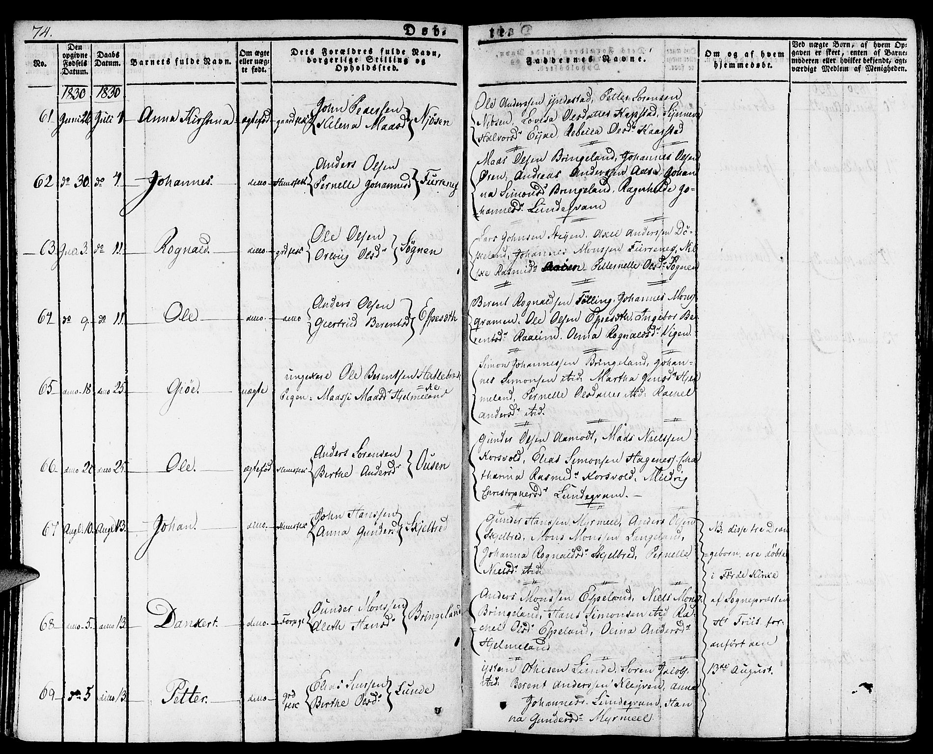 Gaular sokneprestembete, AV/SAB-A-80001/H/Haa: Parish register (official) no. A 3, 1821-1840, p. 74