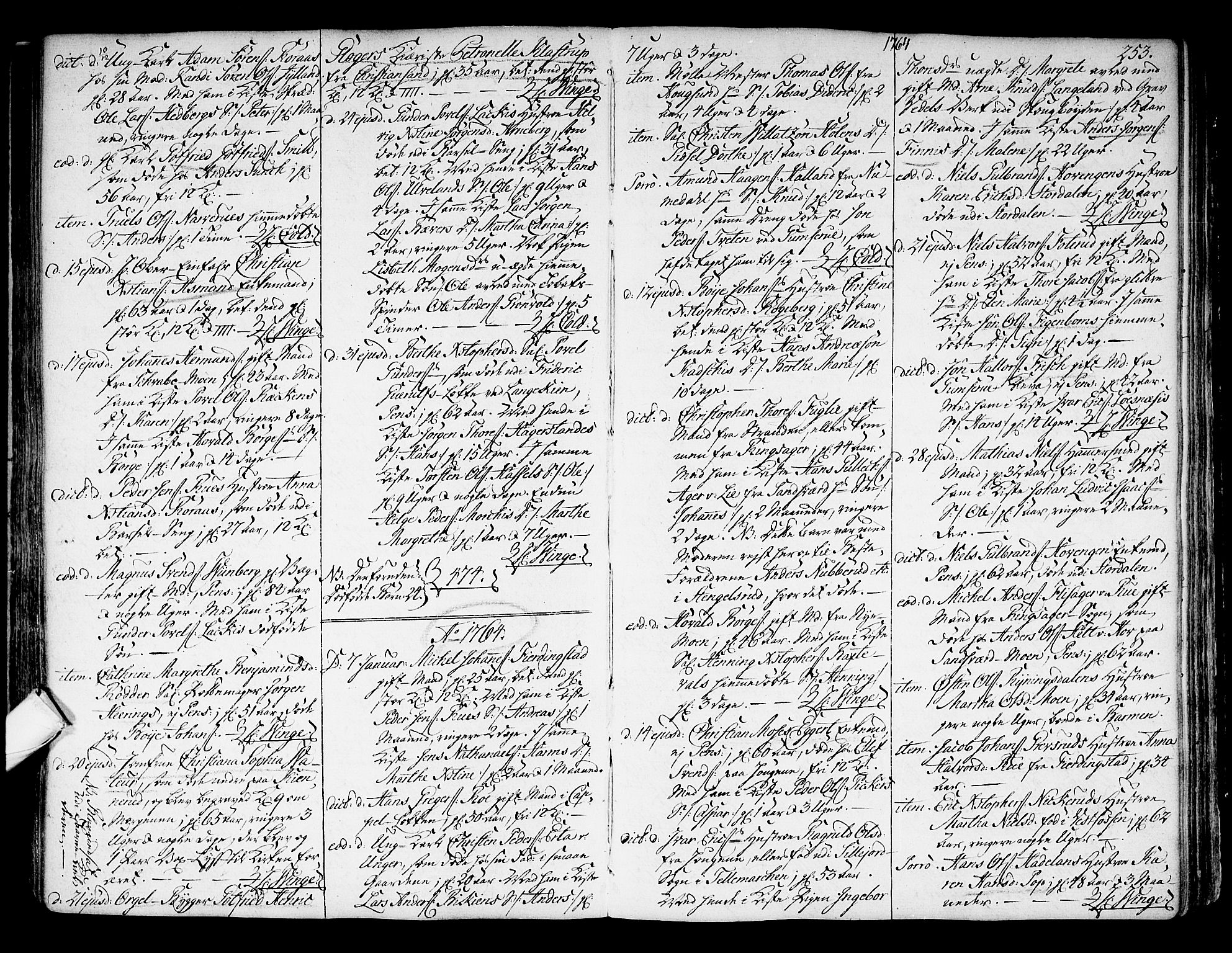 Kongsberg kirkebøker, SAKO/A-22/F/Fa/L0004: Parish register (official) no. I 4, 1756-1768, p. 253