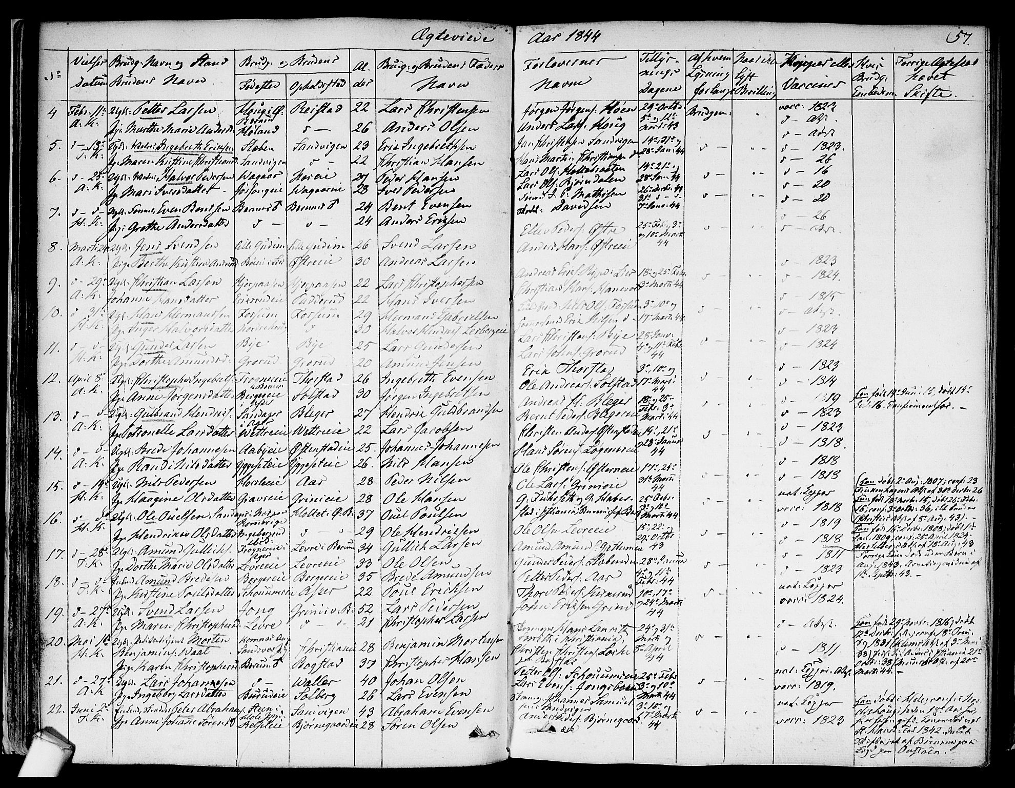 Asker prestekontor Kirkebøker, SAO/A-10256a/F/Fa/L0010: Parish register (official) no. I 10, 1825-1878, p. 57