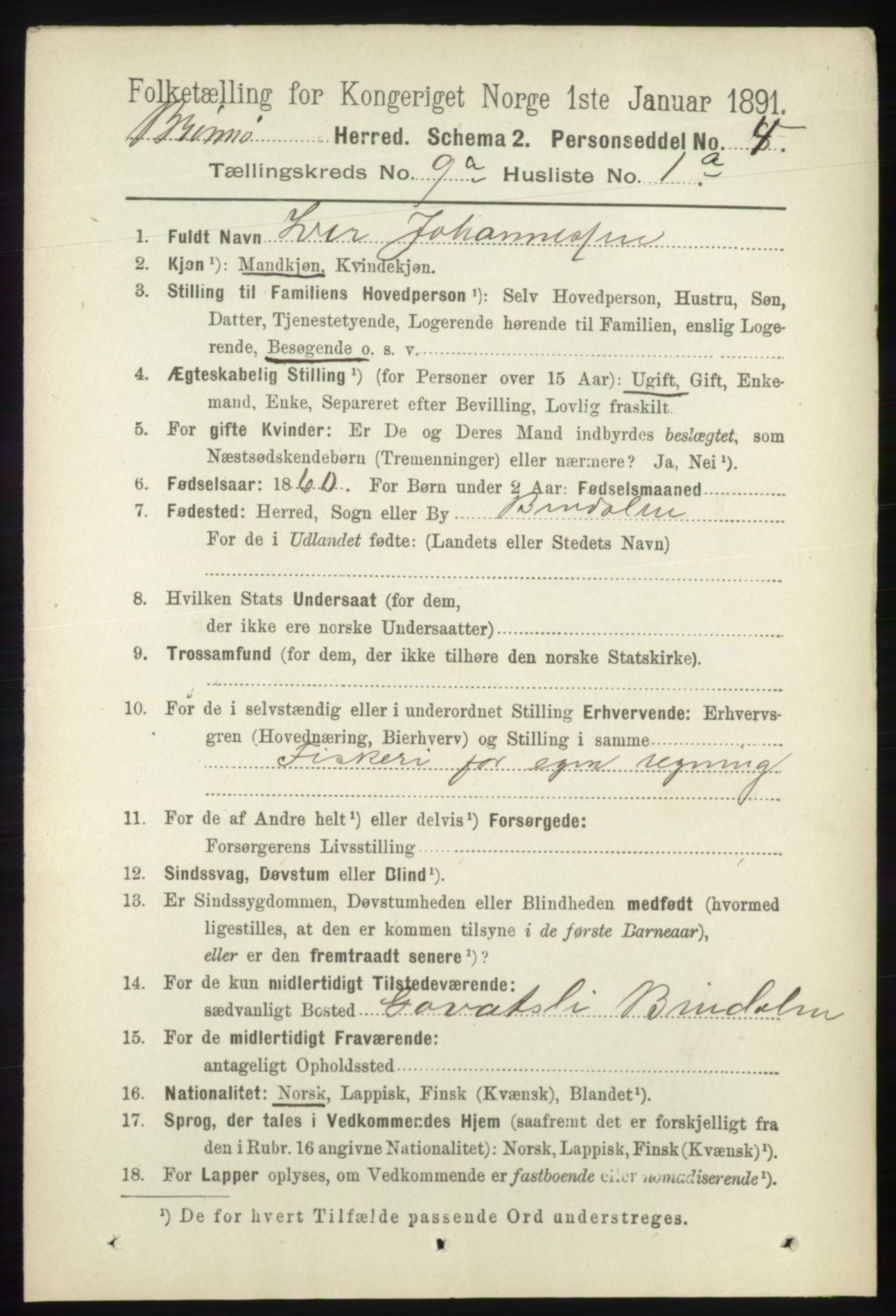 RA, 1891 census for 1814 Brønnøy, 1891, p. 4911